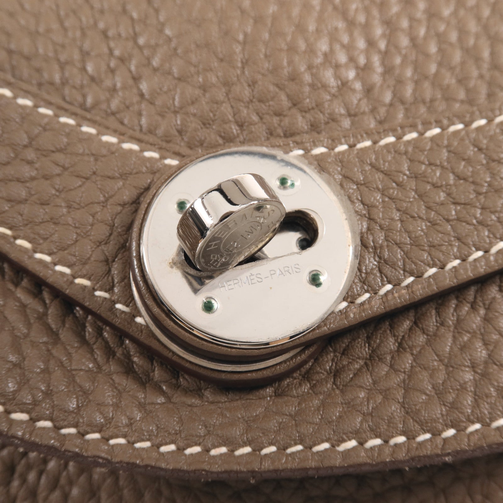 HERMES Togo皮革Lindy 30銀扣手挽肩背兩用袋Etoupe