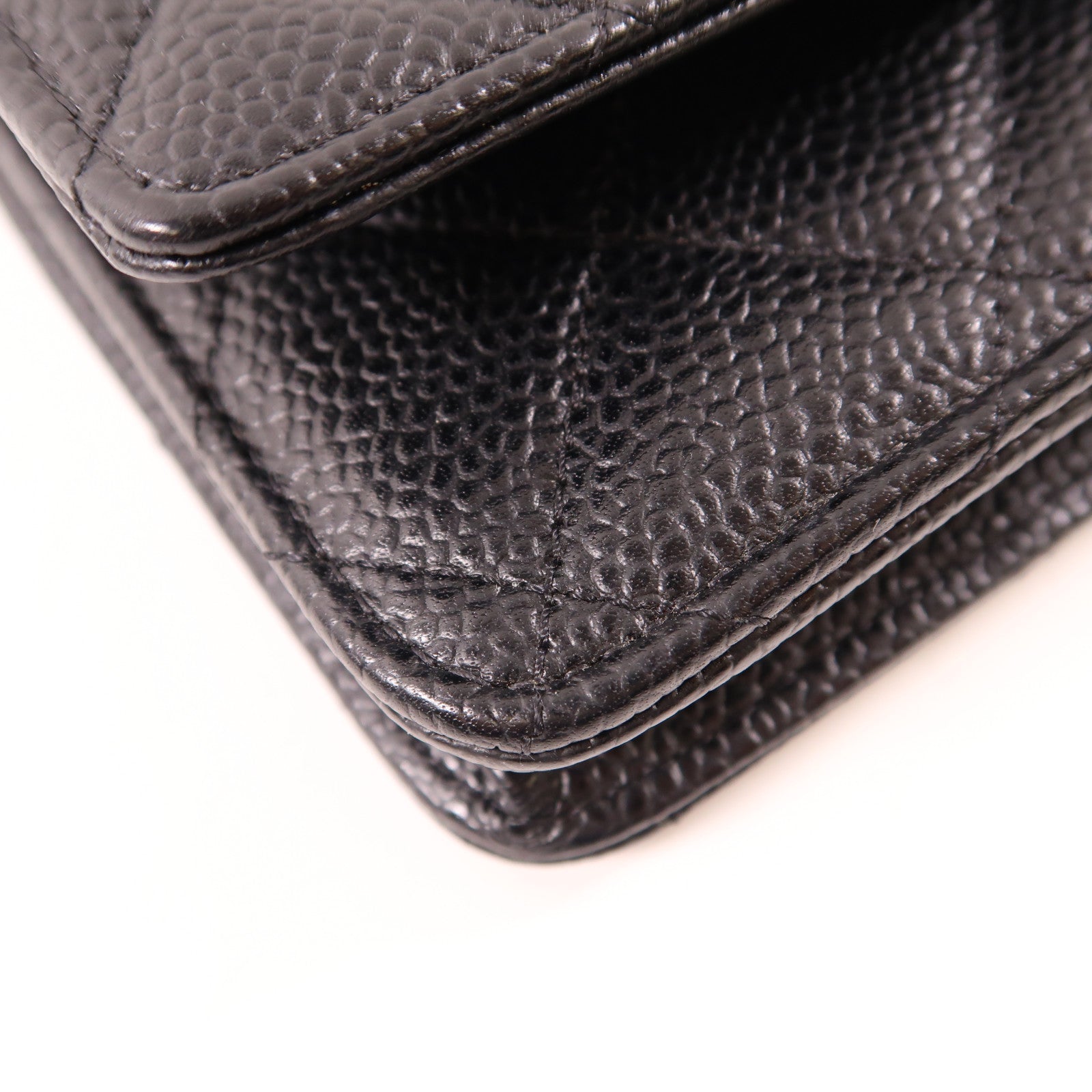 CHANEL 牛皮皮革Wallet On Chain銀扣鏈帶肩背袋黑色