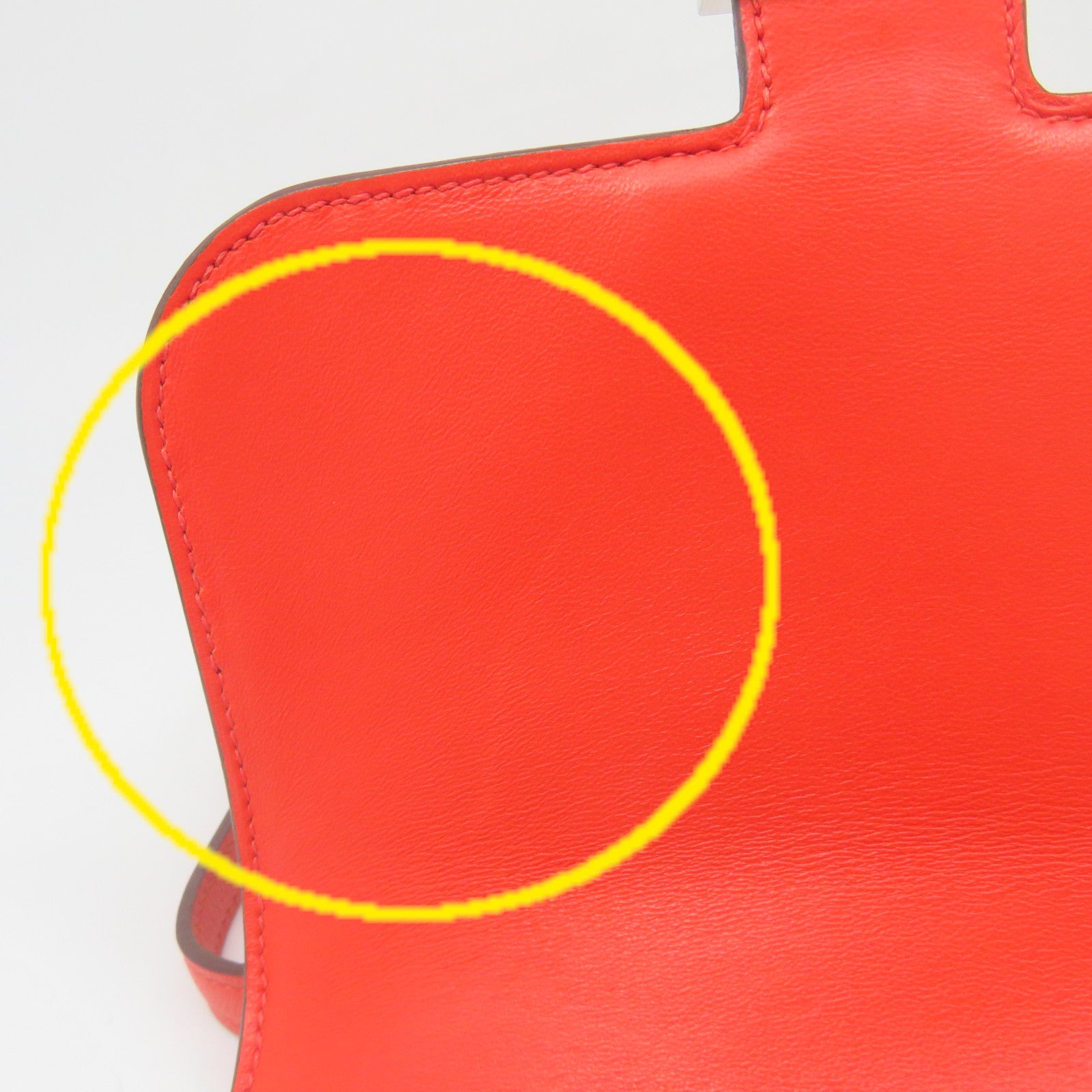 HERMES 【激減優惠】Evercolor皮革Constance Mini Shoulder Bag銀扣肩背袋Capucine火焰紅色