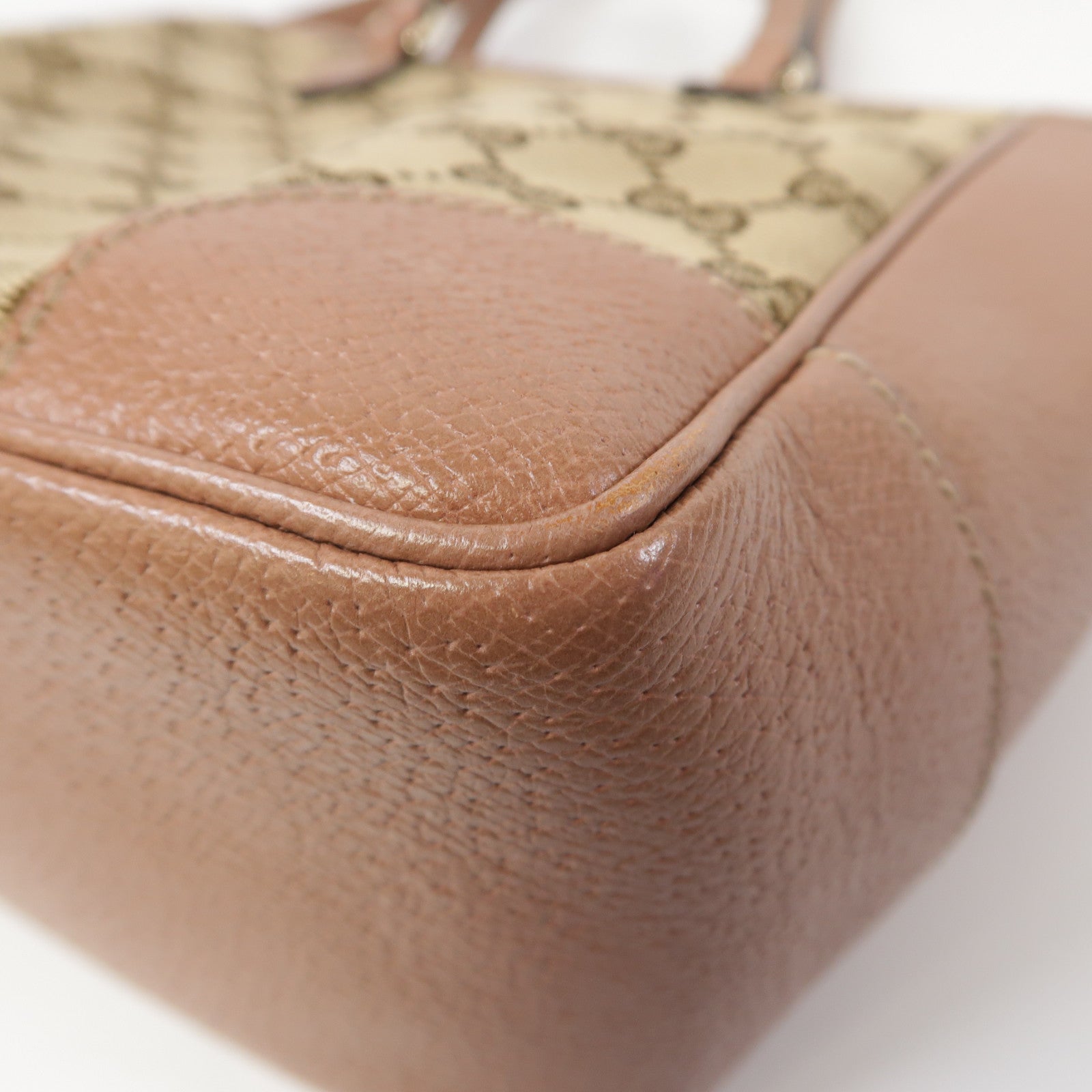 GUCCI 帆布/皮革2 Way Shoulder金扣手挽肩背兩用袋米色/啡色
