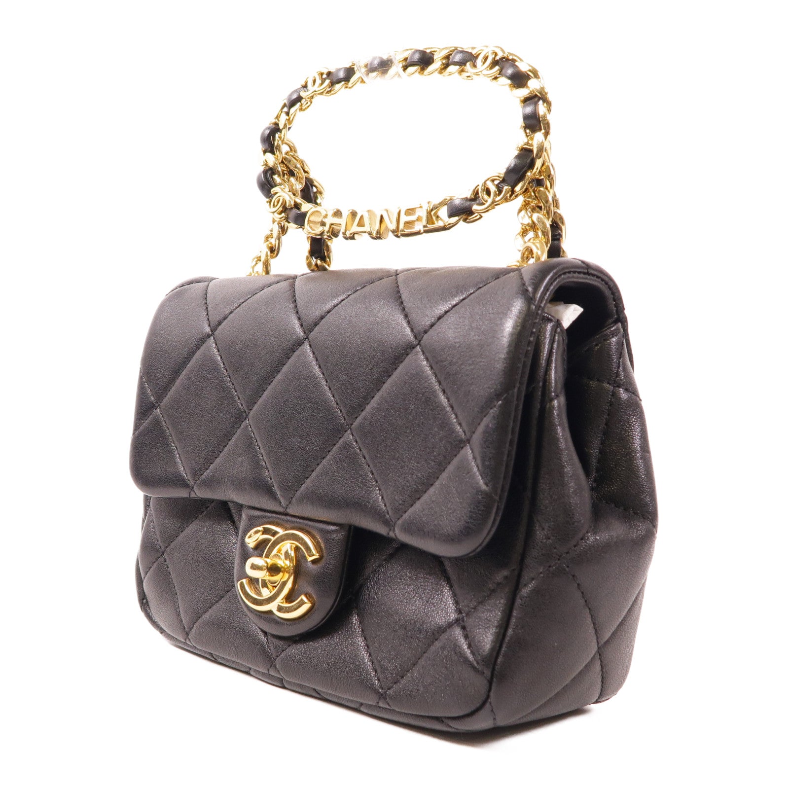 CHANEL 羊皮皮革Chain Shoulder金扣手挽肩背兩用袋