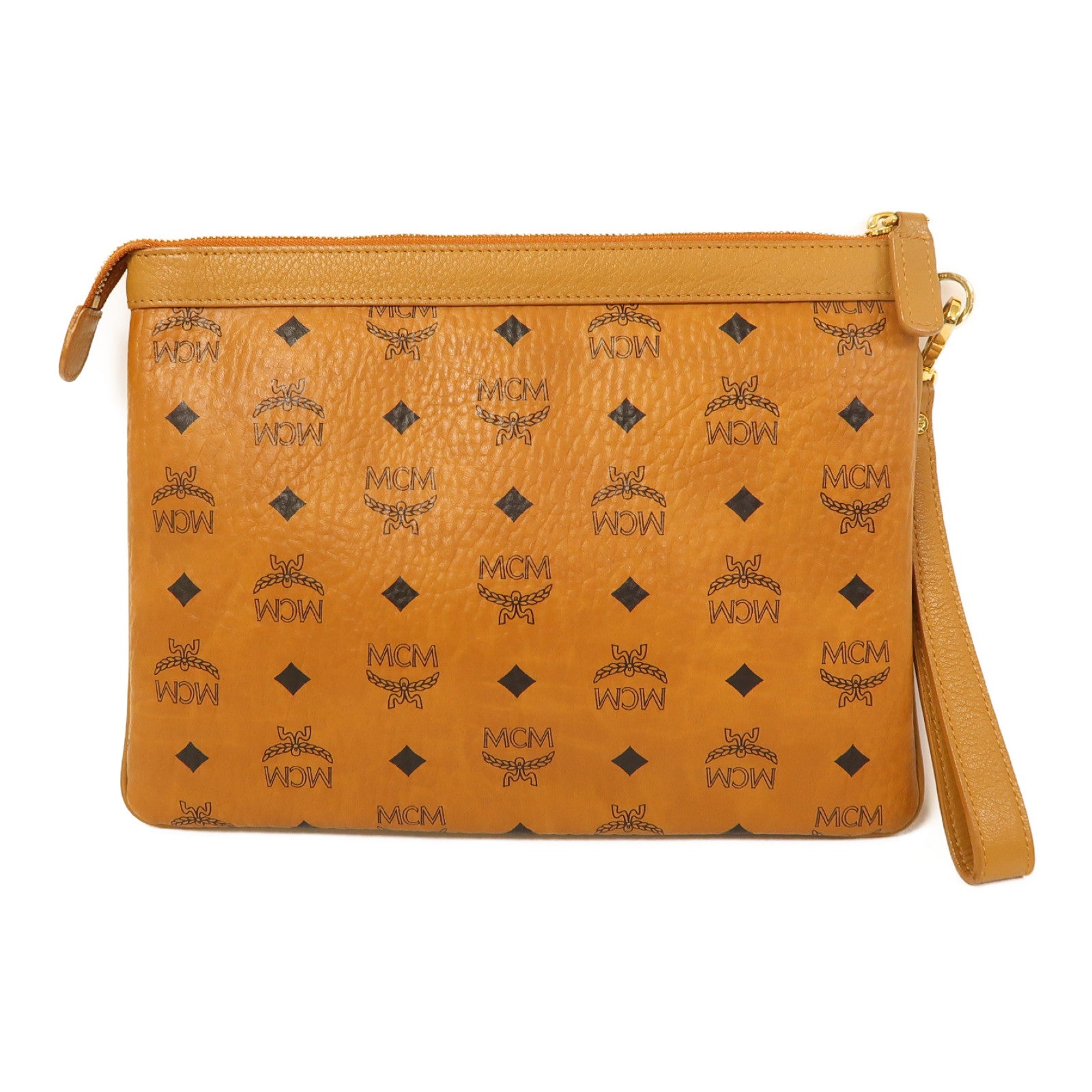 MCM 牛皮皮革Clutch/Pouch金扣手拿包啡色