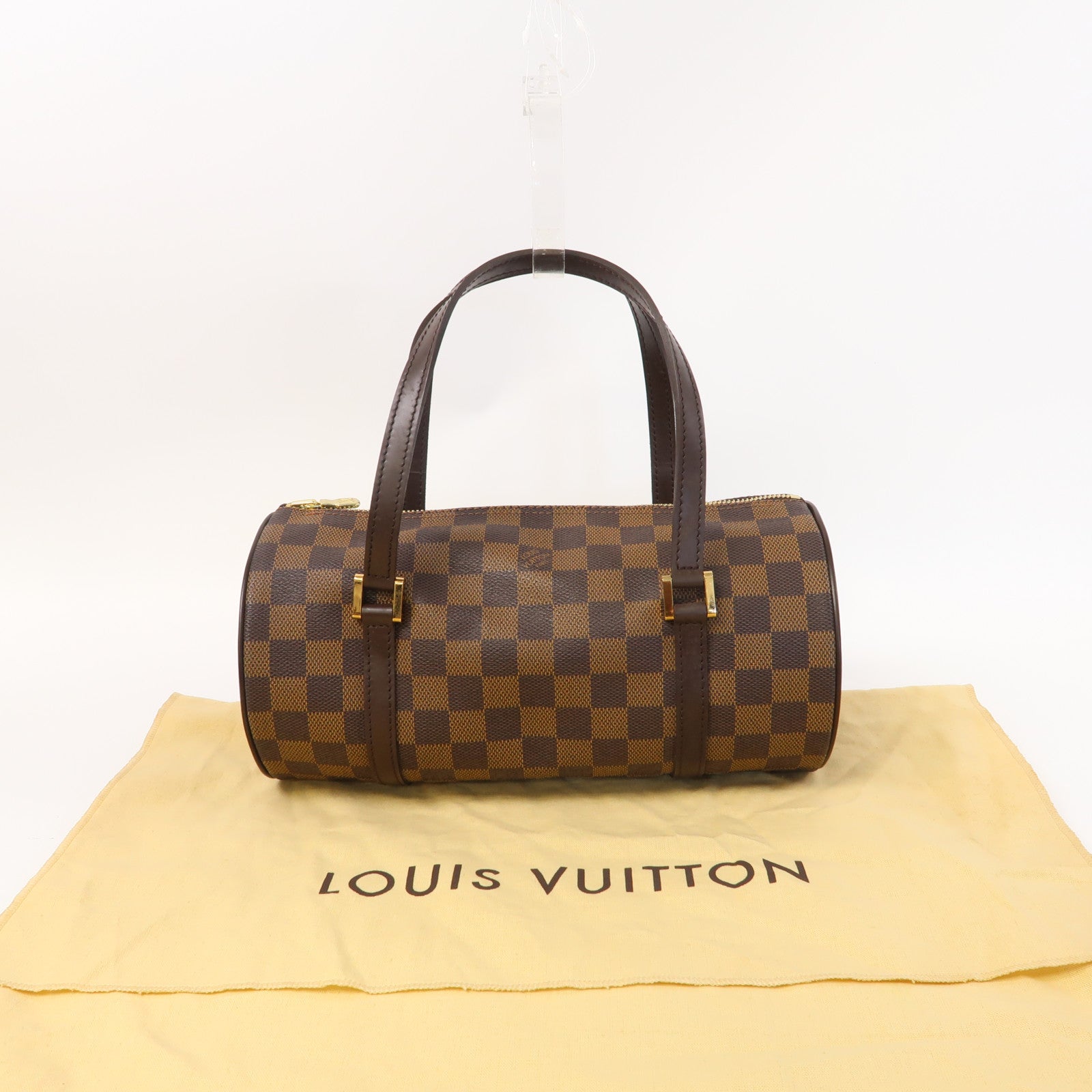 LOUIS VUITTON Damier Ebene Papillon PM金扣肩背袋啡色