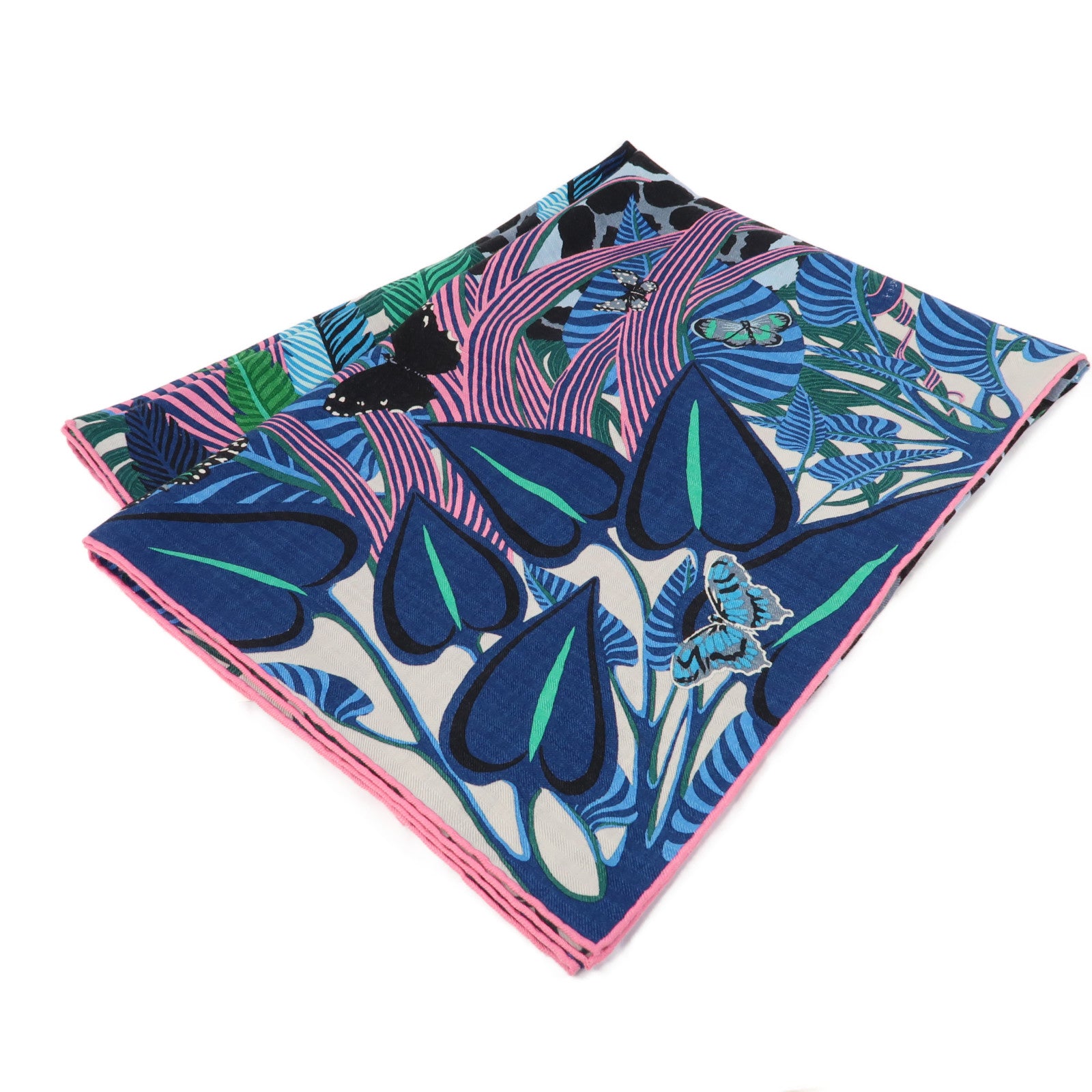 HERMES 羊絨/絲質Scarf圍巾藍色/綠色/粉紅色
