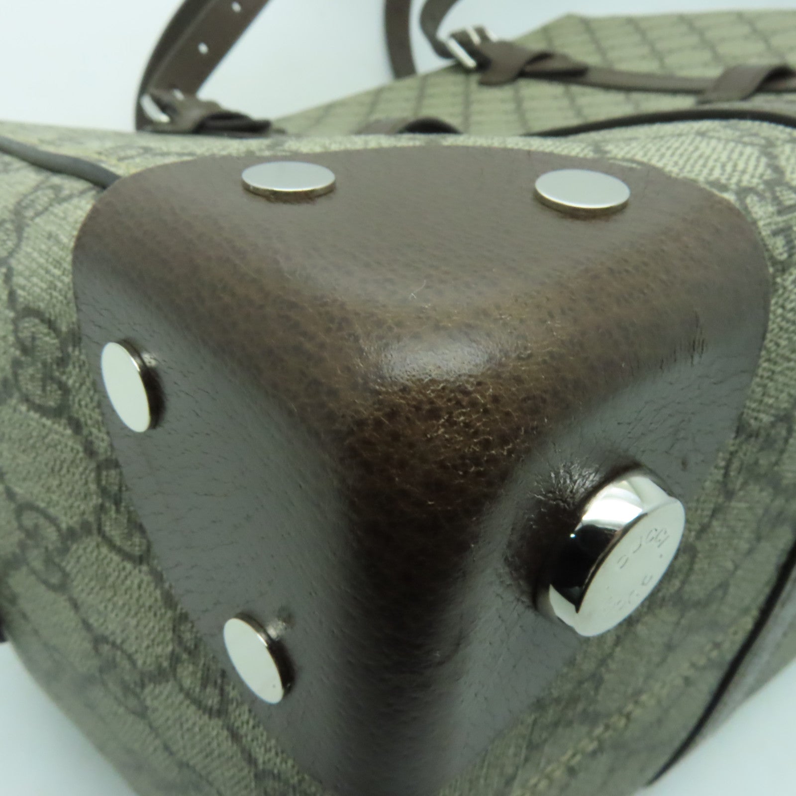 GUCCI 【激減優惠】塗層帆布Tote Bag銀扣手挽袋啡色