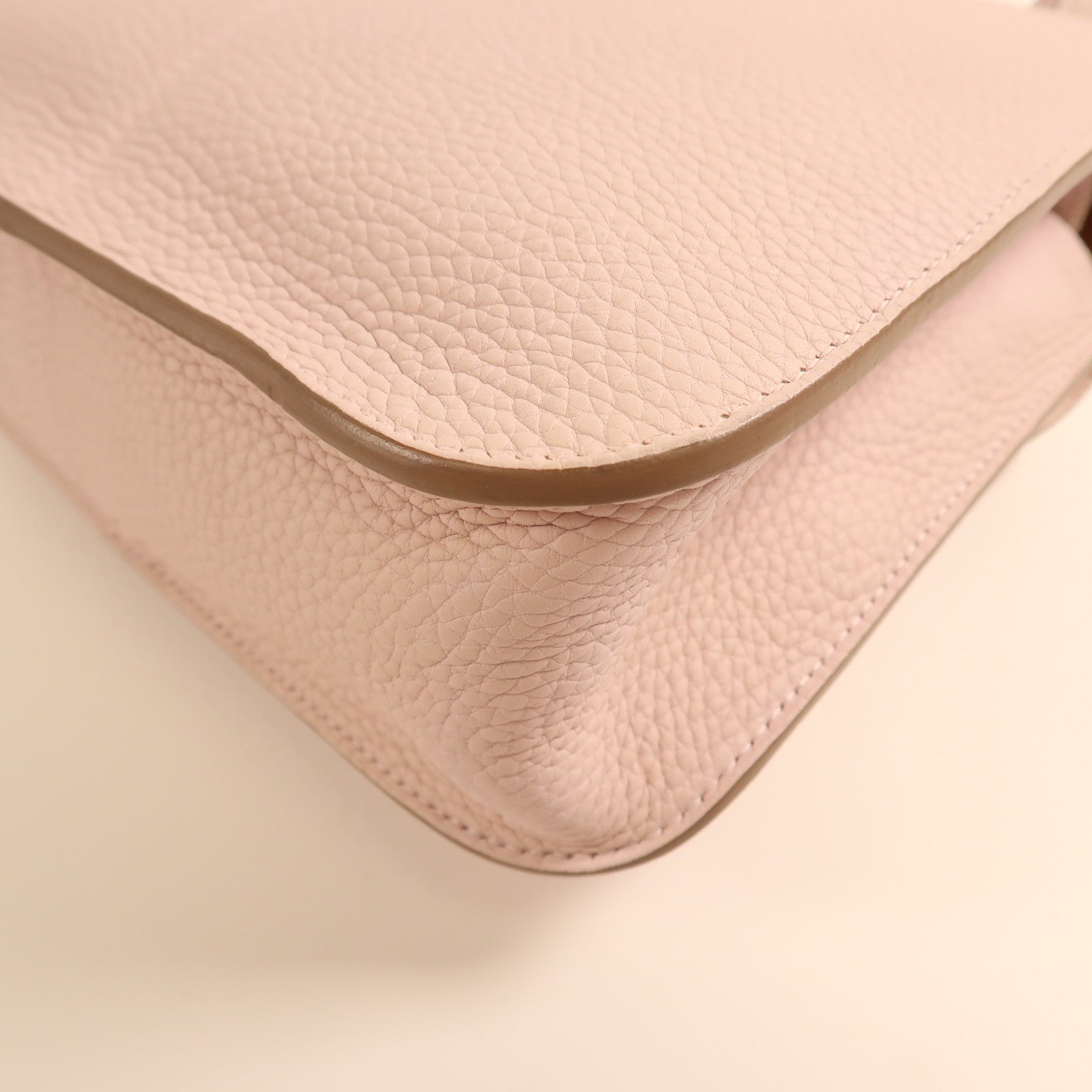 HERMES Clemence皮革Halzan 25銀扣手挽肩背兩用袋Mauve Pale夢幻粉色/Gold經典駝色