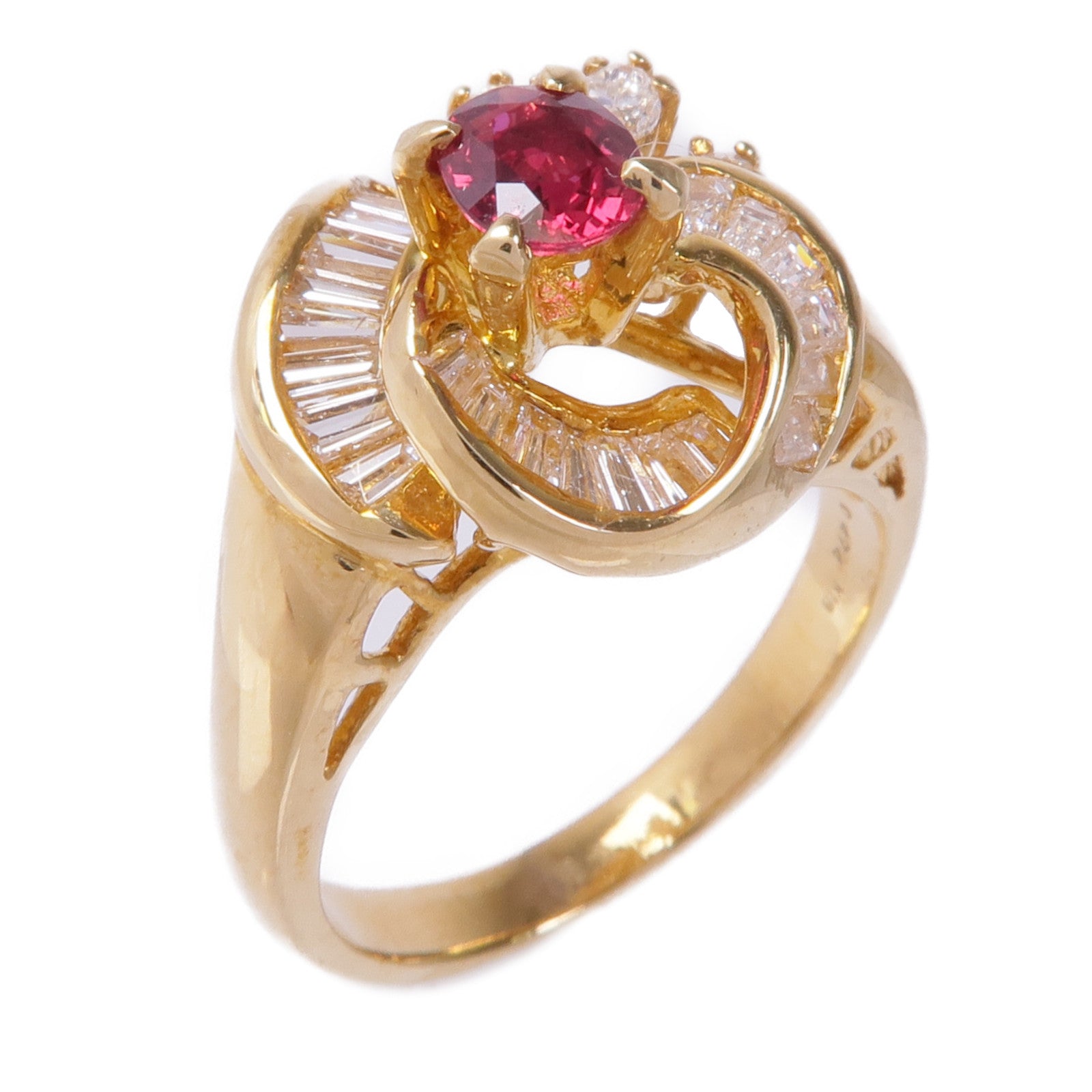 JEWELRY 【激減優惠】18K黃金Ruby Diamond Ring紅寶石/鑽石戒指US#6