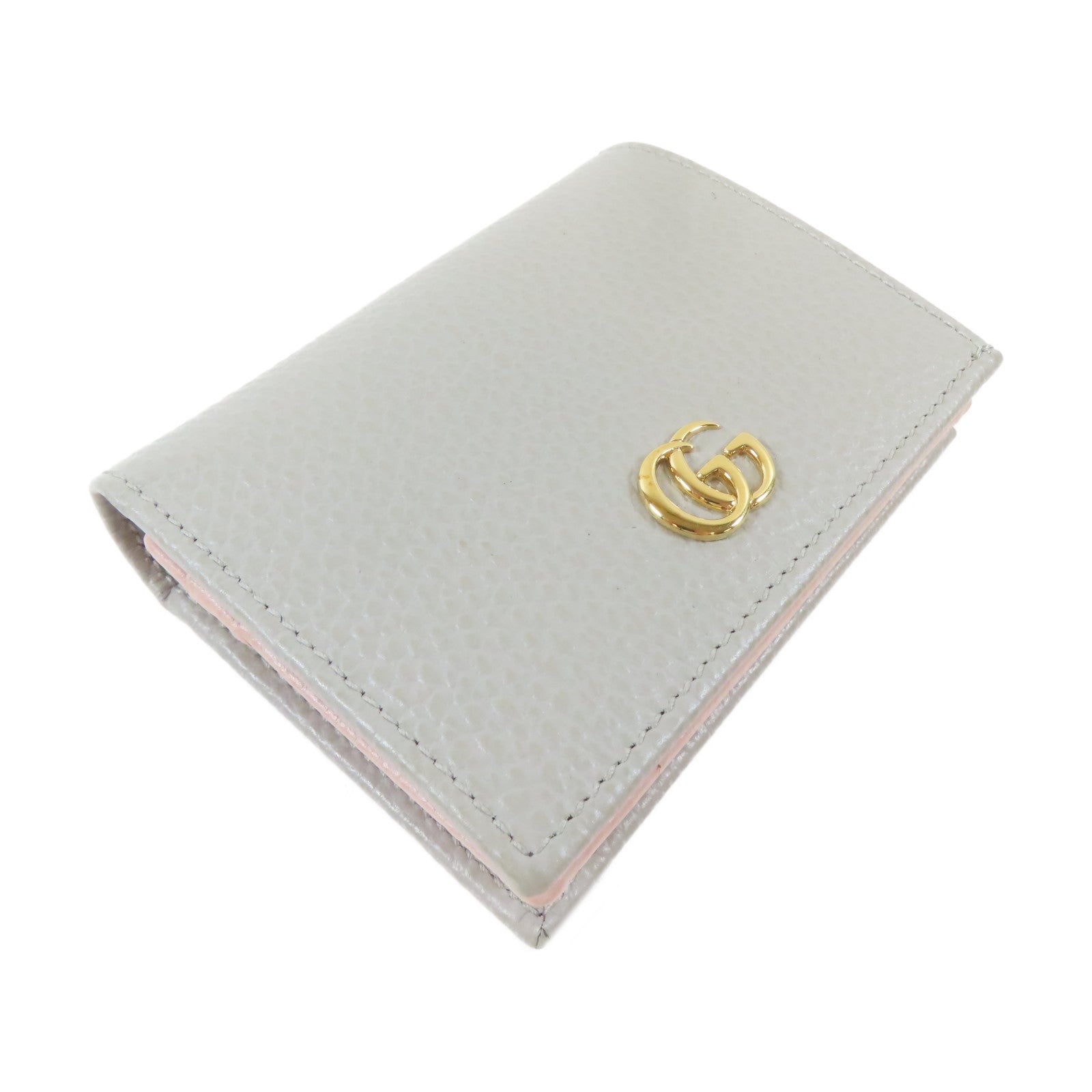 GUCCI 牛皮皮革Bifold Wallet金扣錢包灰色