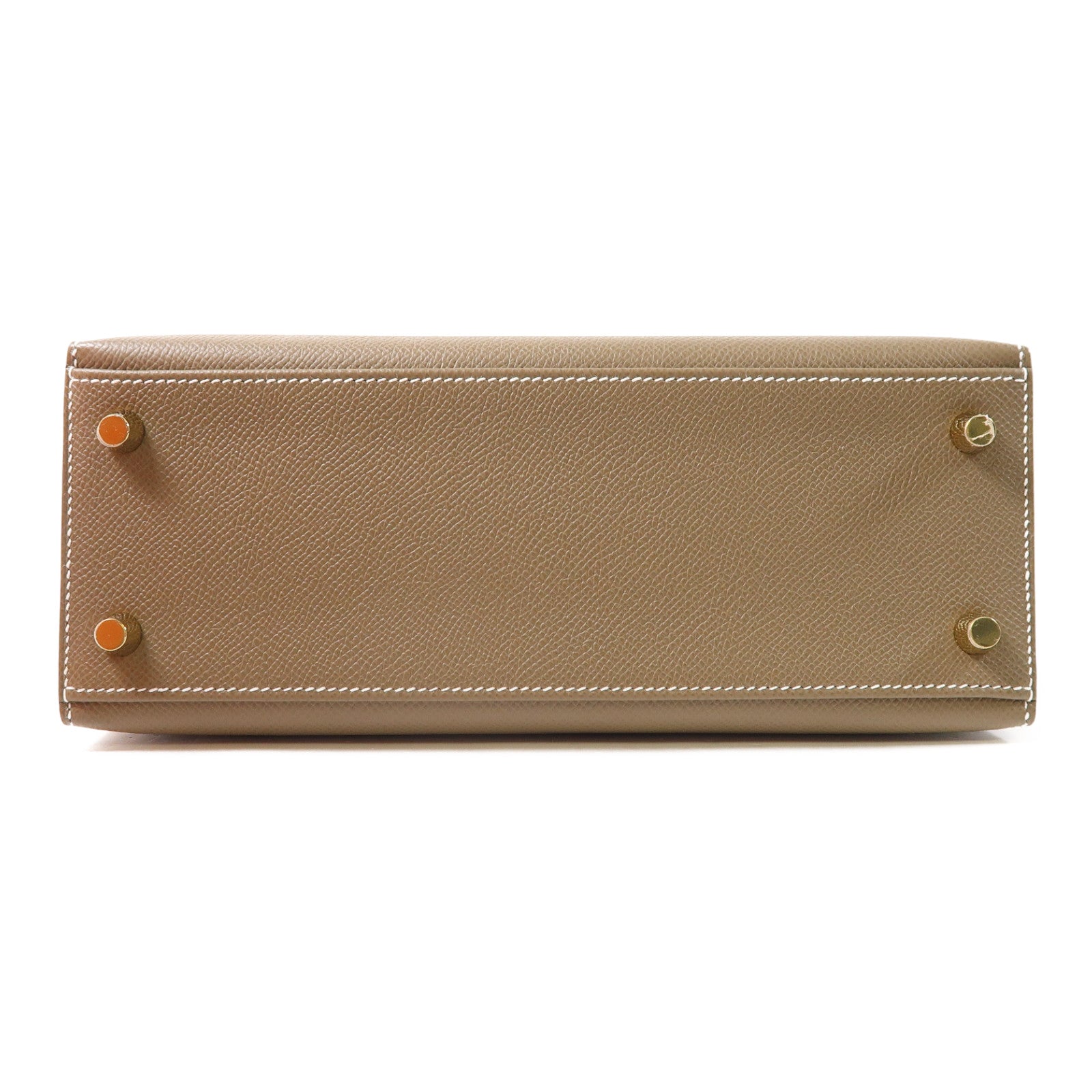 HERMES Epsom皮革Kelly 25金扣手挽肩背兩用袋Etoupe大象灰