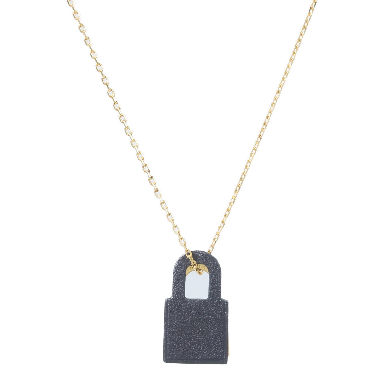 HERMES 金屬/Swift皮革O'Kelly Necklace項鍊Noir