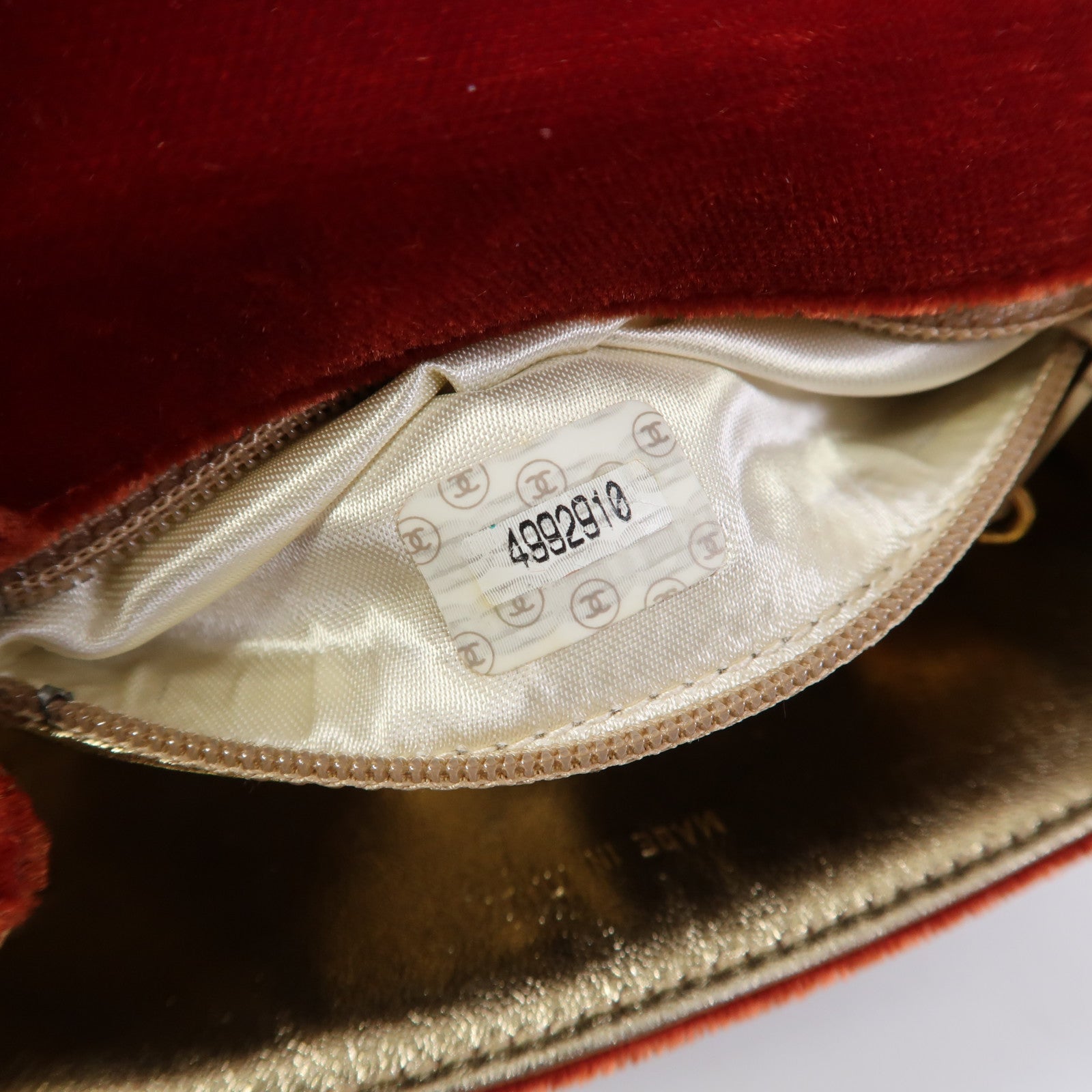 CHANEL 【激減優惠】天鵝絨Vintage Handbag金扣手挽袋紅色