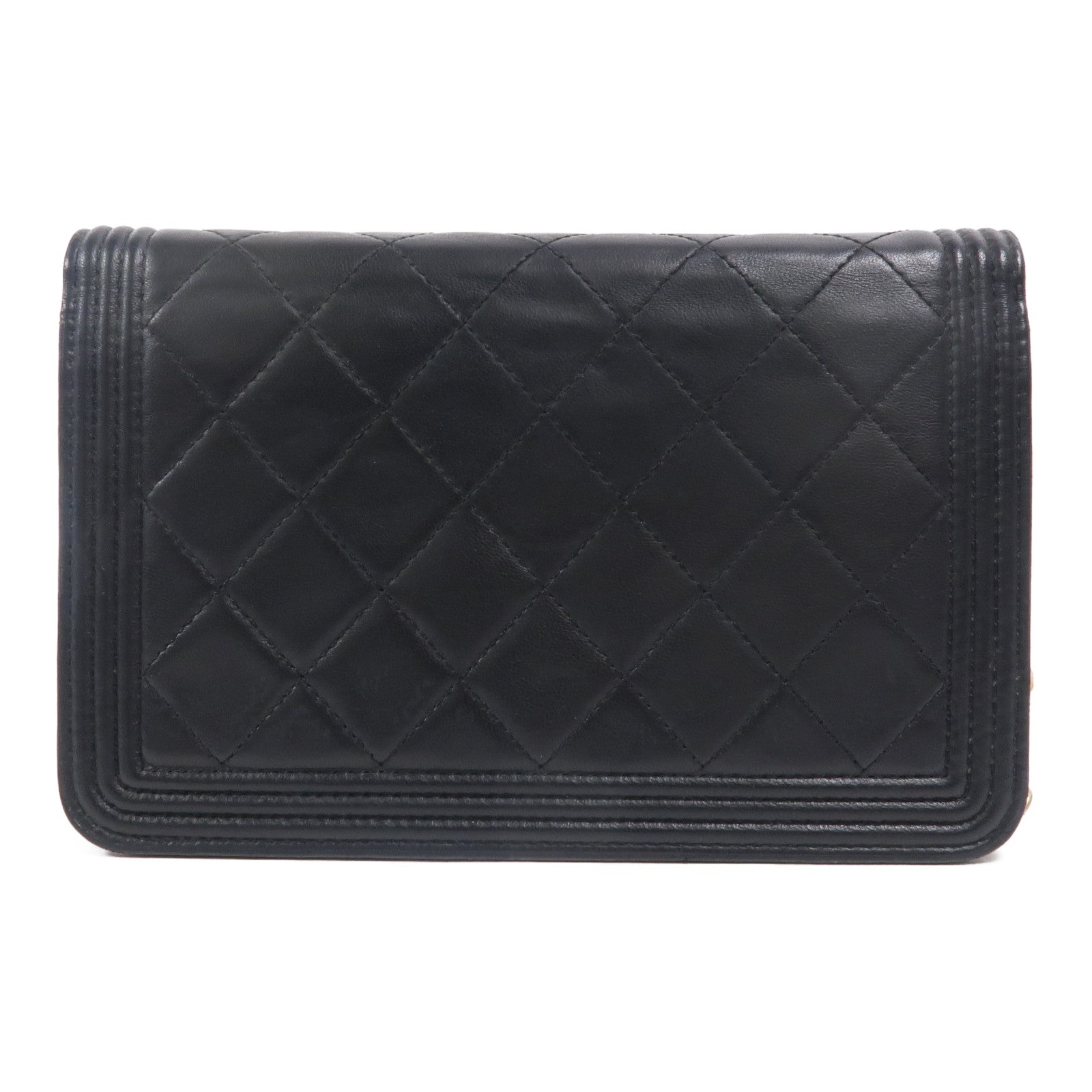 CHANEL 羊皮皮革Boy Wallet On Chain鏈帶肩背袋