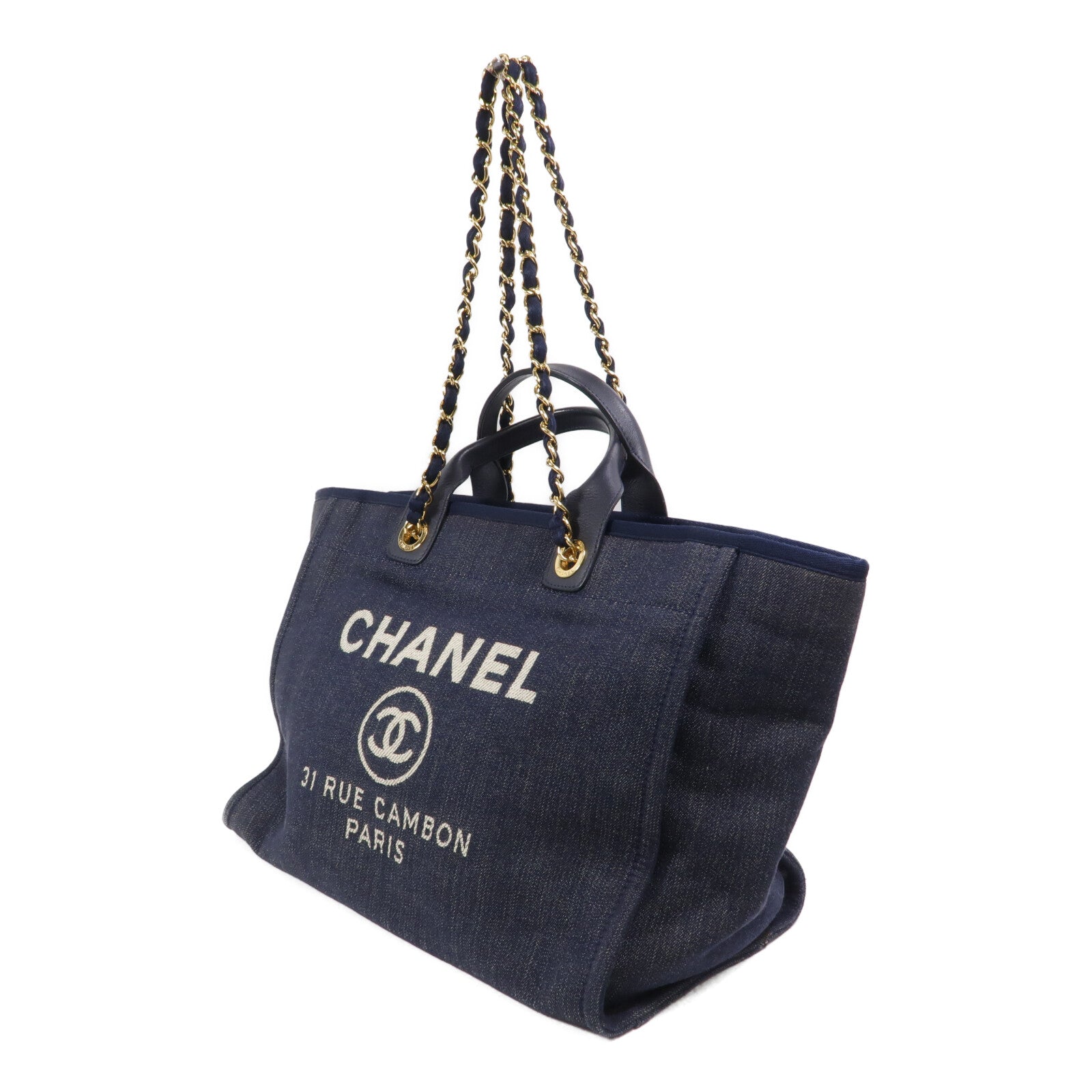 CHANEL 帆布Deauville Tote手挽肩背兩用袋