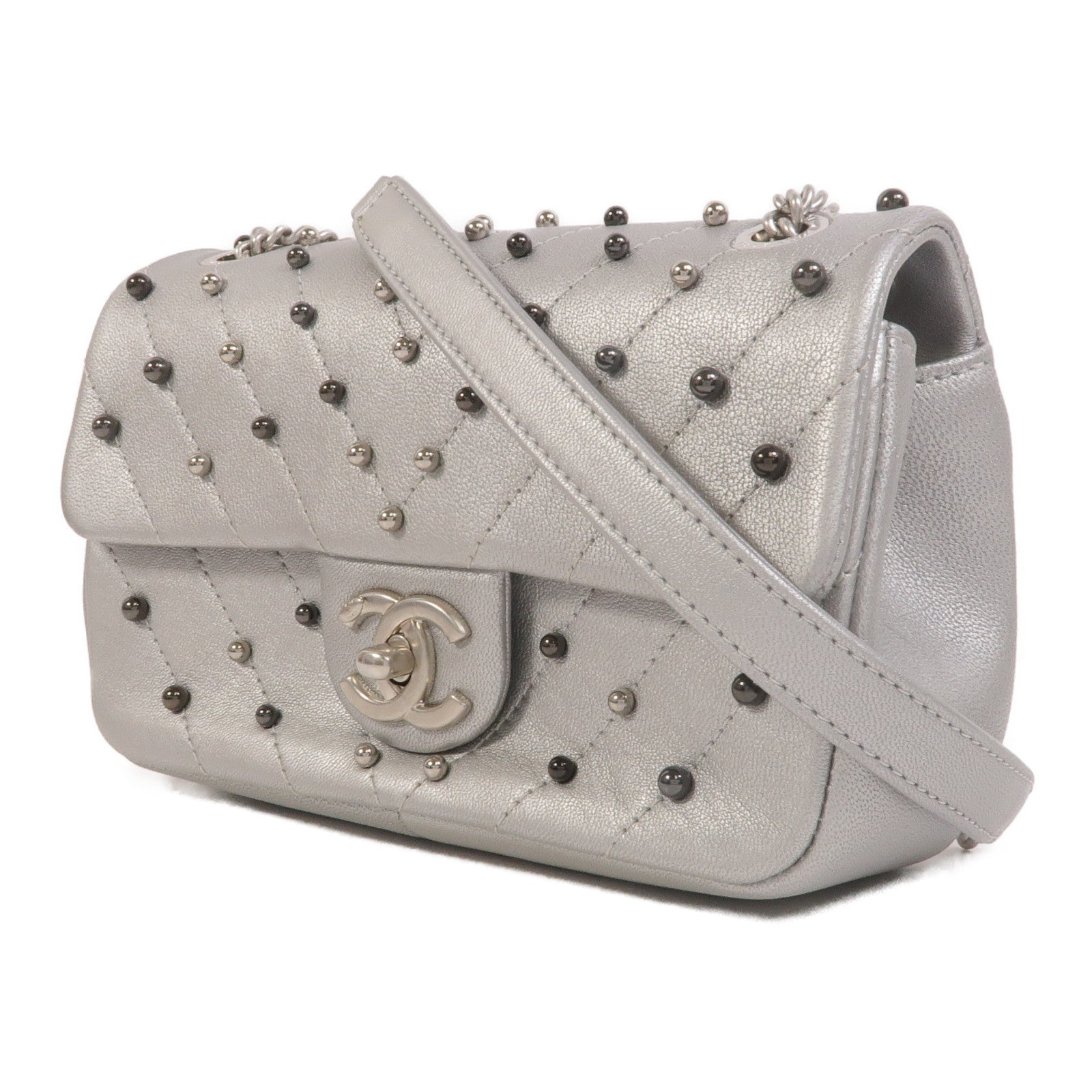 CHANEL 牛皮皮革Mini Flap Bag鏈帶肩背袋