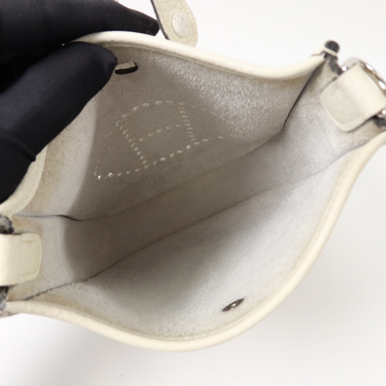 HERMES Clemence皮革Evelyne TPM肩背袋New White