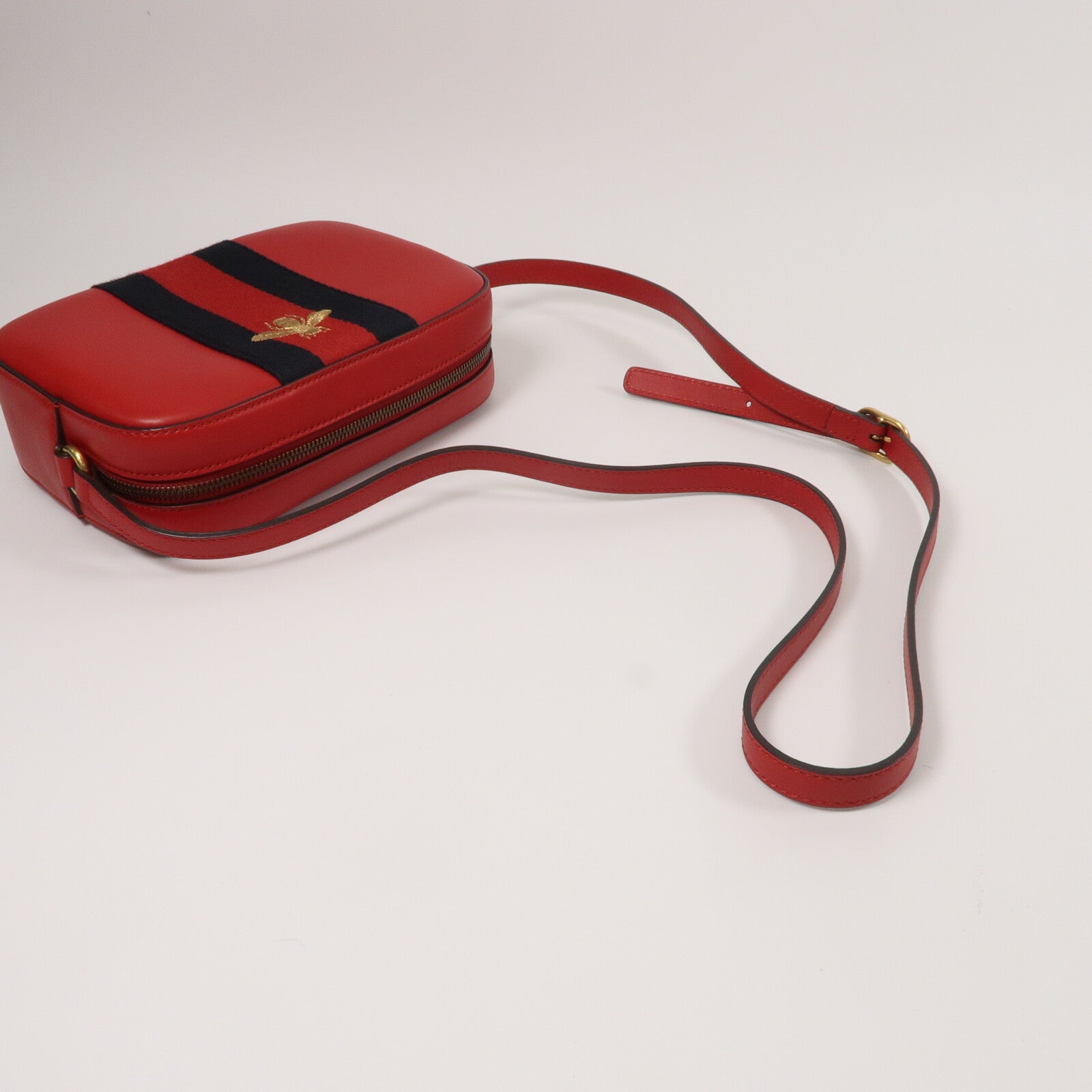 GUCCI 牛皮皮革Gucci Bee Web Camera Bag肩背袋