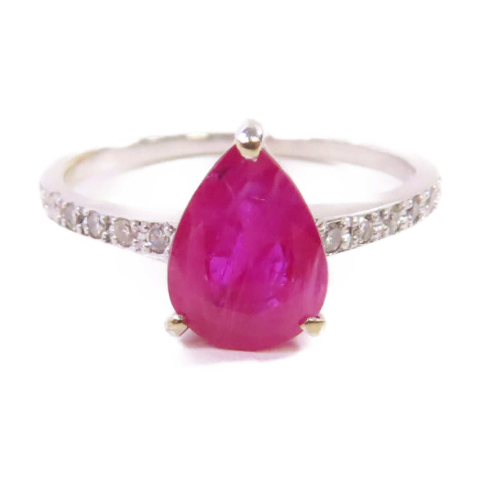 JEWELRY 18K白金/1.430ct紅寶石/0.88ct鑚石Ruby Diamond Ring 戒指US#4.75