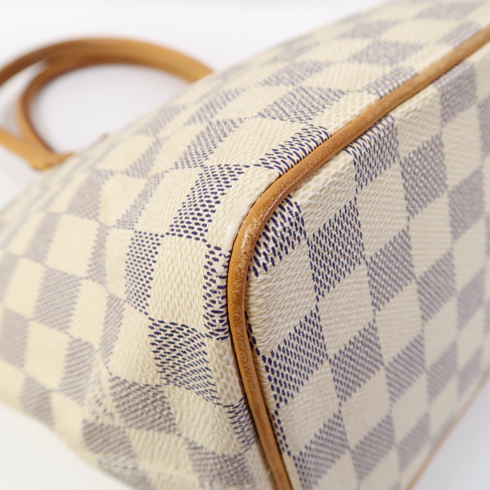 LOUIS VUITTON Damier Azur Saleya PM金扣手挽袋白色