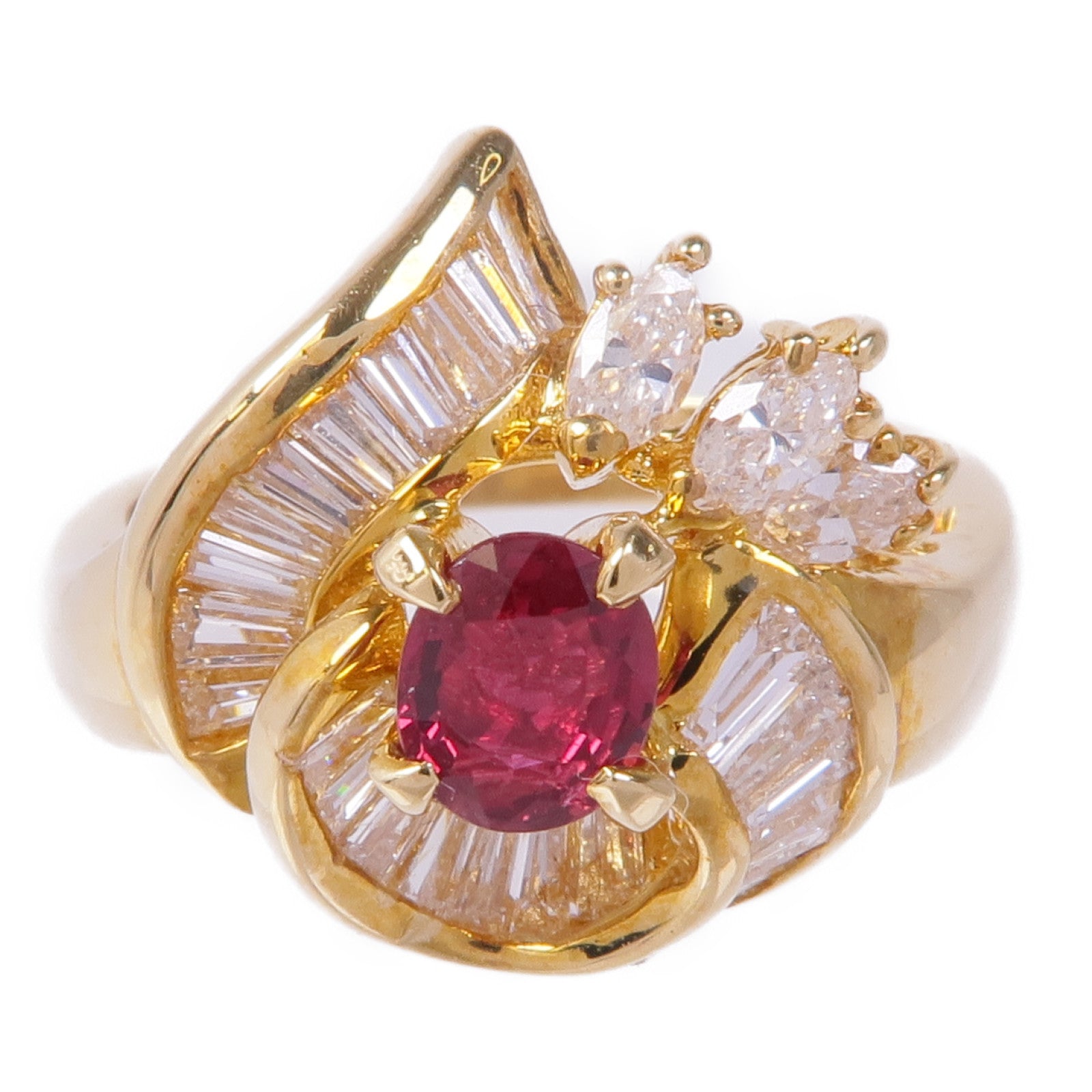 JEWELRY 【激減優惠】18K黃金Ruby Diamond Ring紅寶石/鑽石戒指US#6
