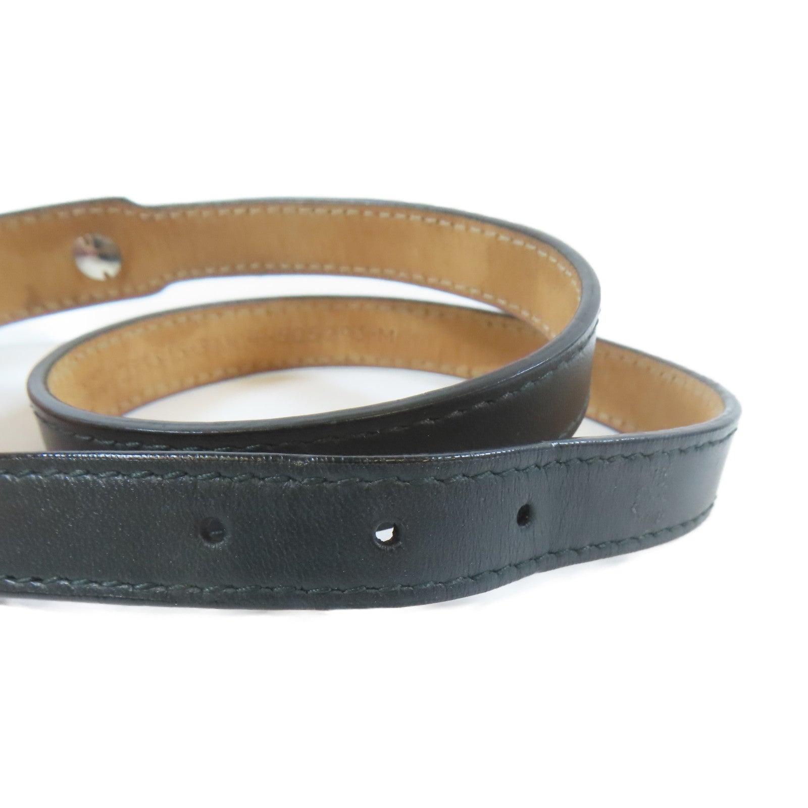 BALENCIAGA 皮革/金屬Bangle手鐲黑色/銀色#15.5cm