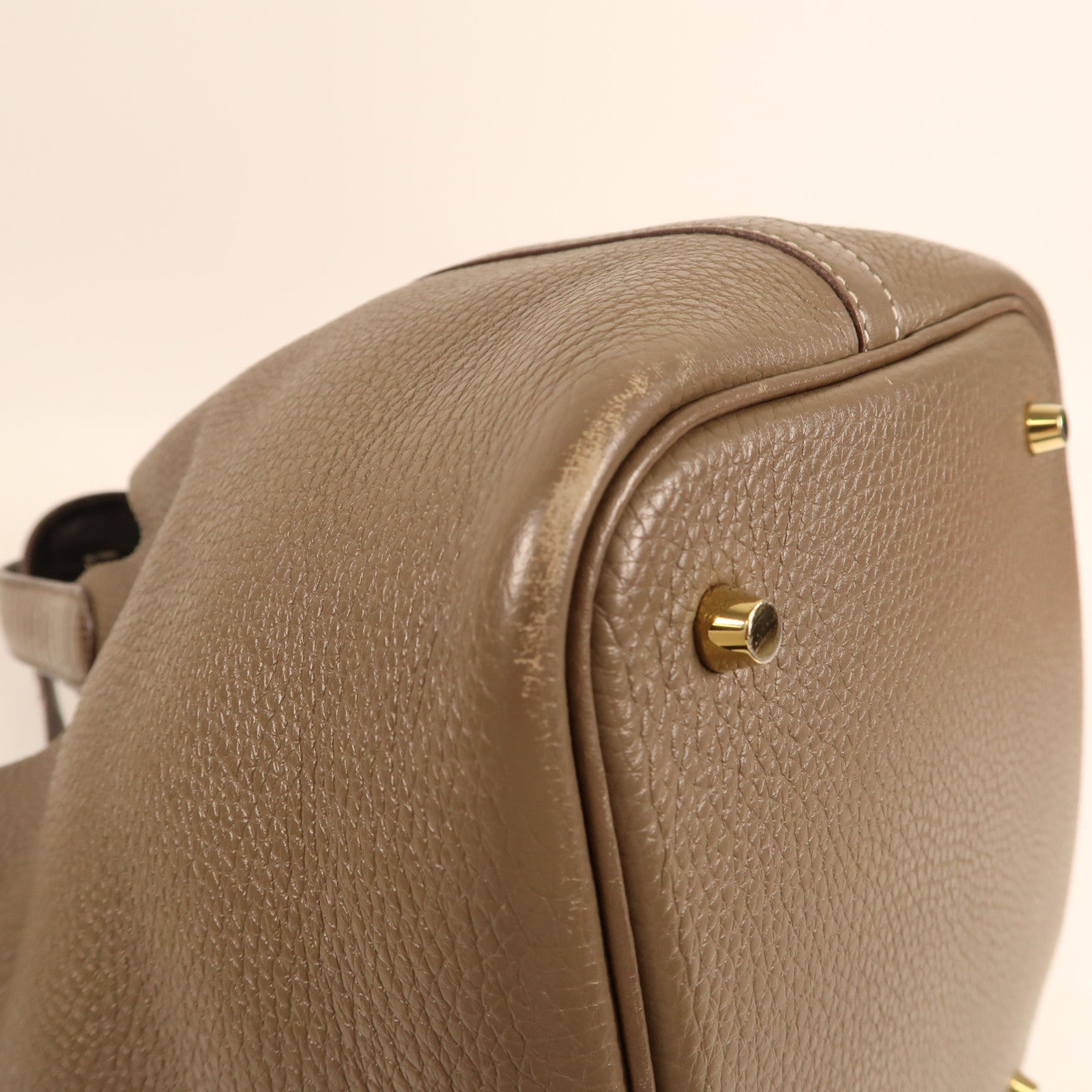 HERMES Alligator/Clemence皮革Picotin Touch MM金扣手挽袋Etoupe大象灰