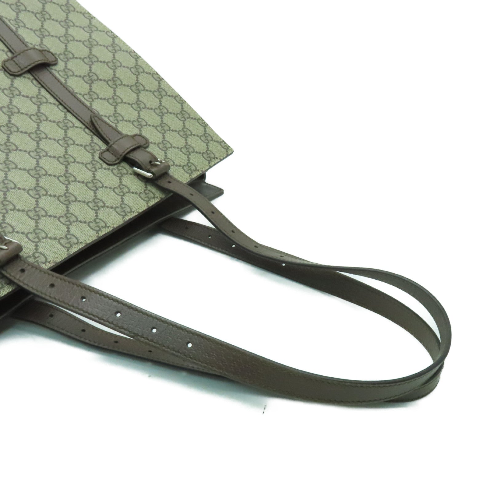 GUCCI 【激減優惠】塗層帆布Tote Bag銀扣手挽袋啡色