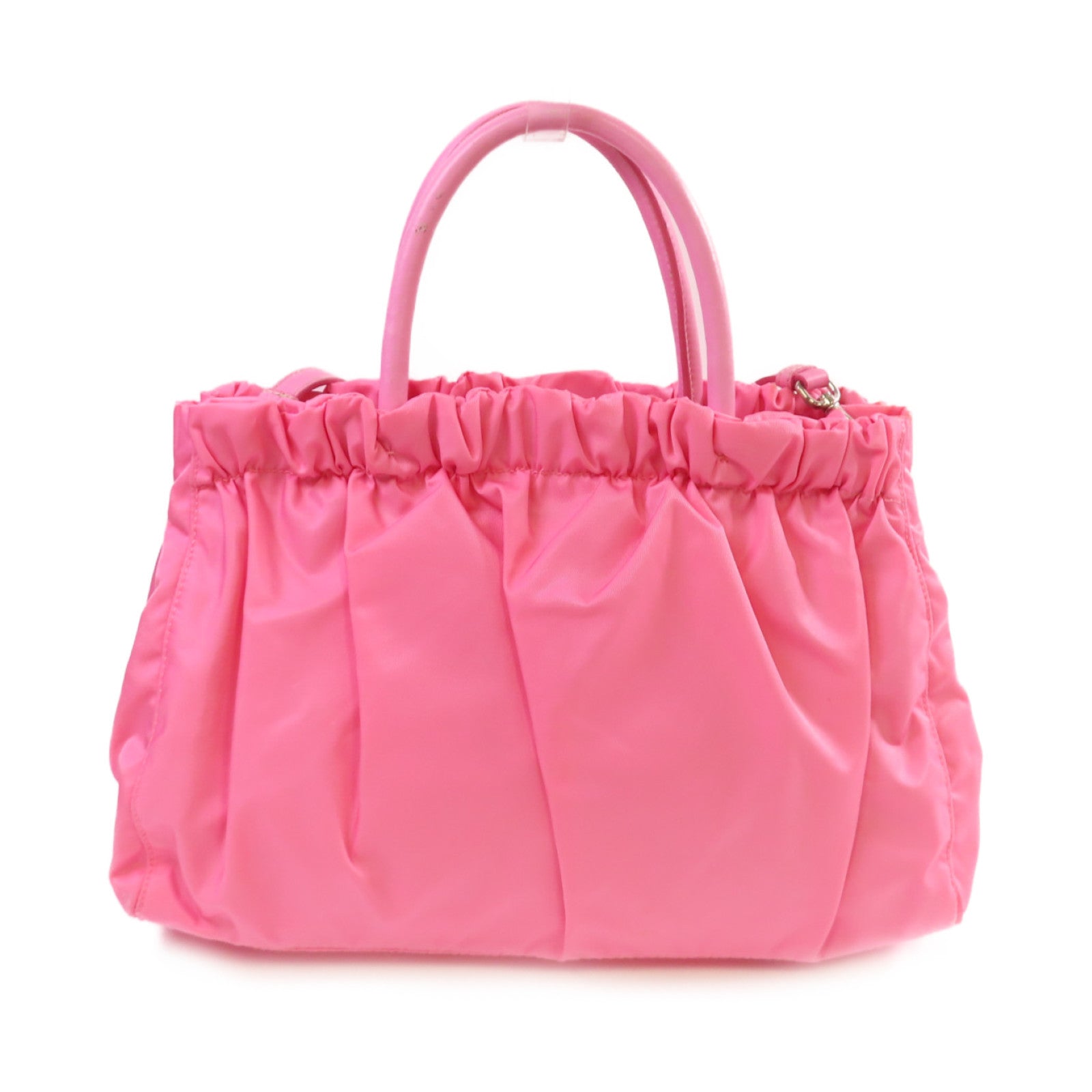 PRADA 尼龍2Way Shoulder Bag銀扣手挽肩背兩用袋粉紅色