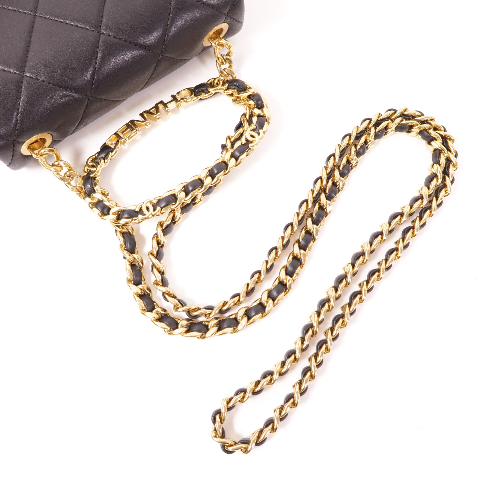 CHANEL 羊皮皮革Chain Shoulder金扣手挽肩背兩用袋