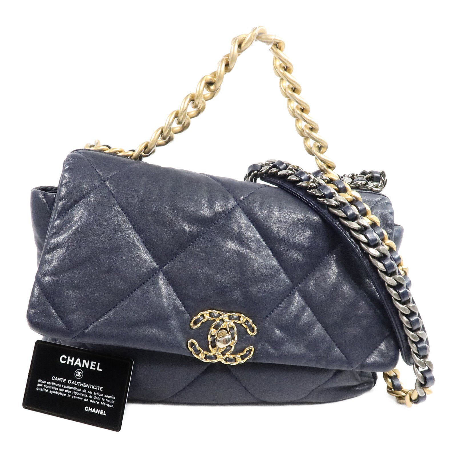 CHANEL 羊皮皮革C19 Medium手挽肩背兩用袋