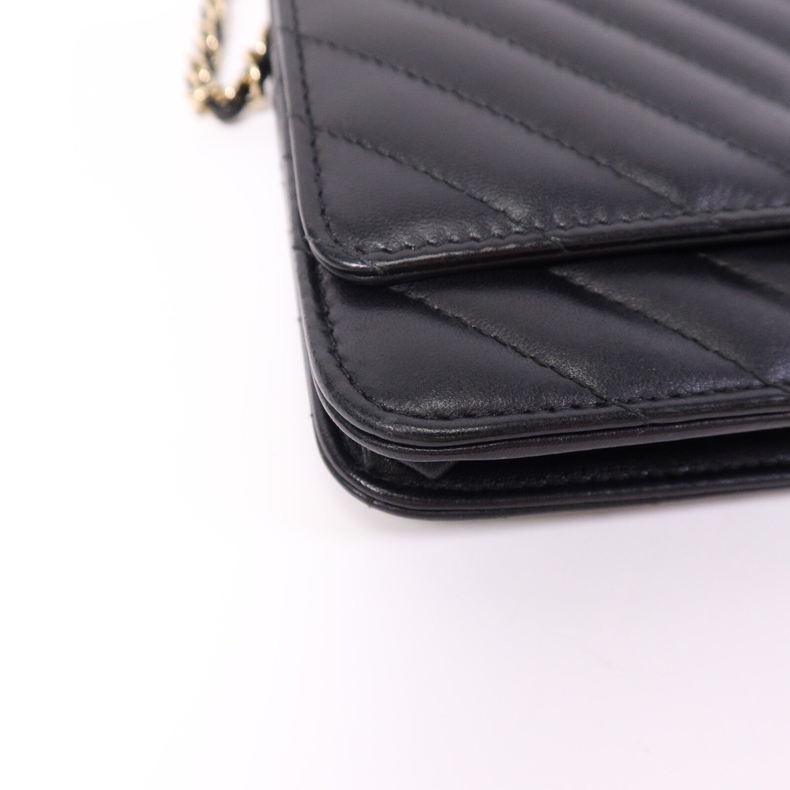CHANEL 羊皮皮革Wallet On Chain金扣鏈帶肩背袋