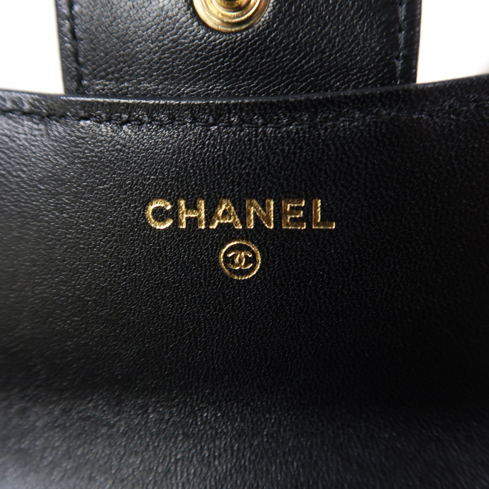 CHANEL 菱格羊皮皮革Chain Shoulder金扣鏈帶肩背袋黑色