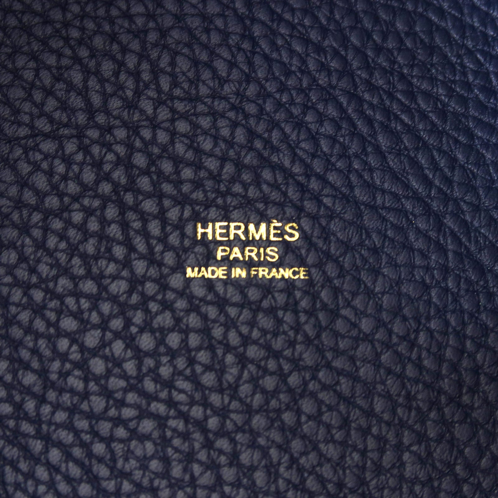 HERMES 【激減優惠】Clemence皮革Picotin MM金扣手挽袋深藍色