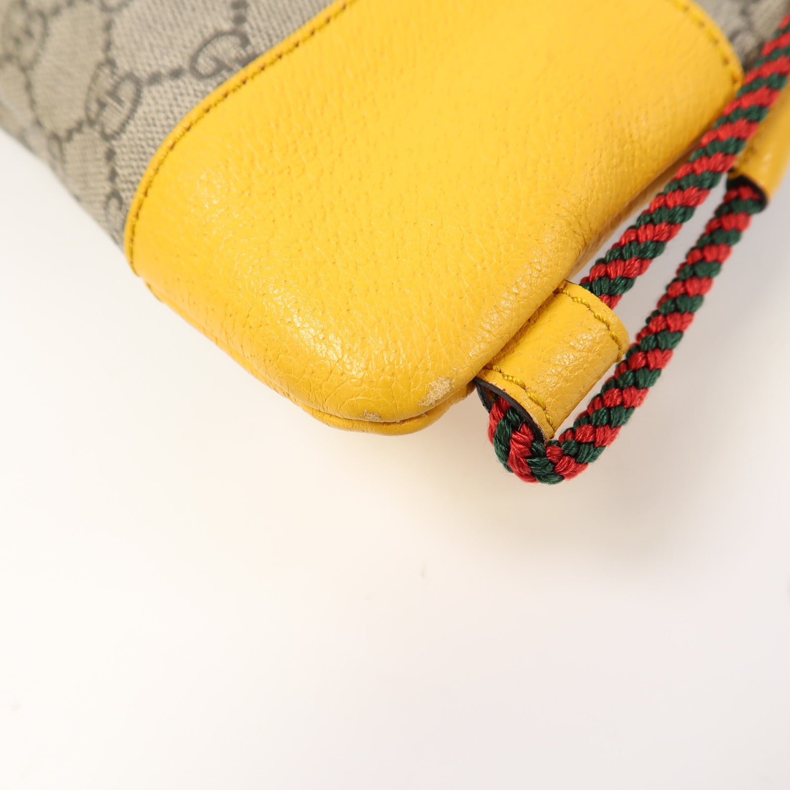 GUCCI 塗層帆布Neo Vintage Drawstring Backpack金扣背包啡色/黃色