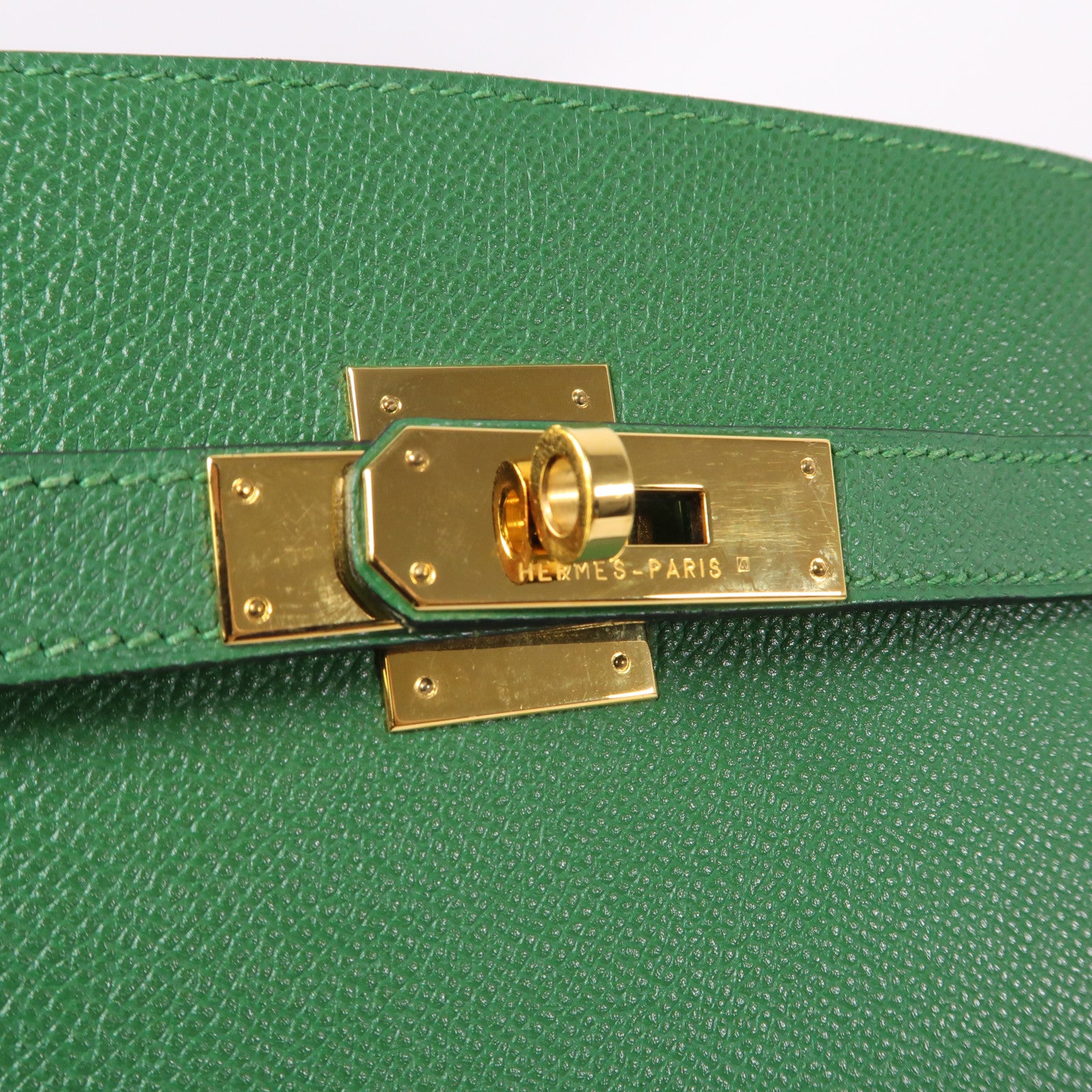 HERMES 【激減優惠】Epsom皮革Kelly Sports金扣肩背袋綠色