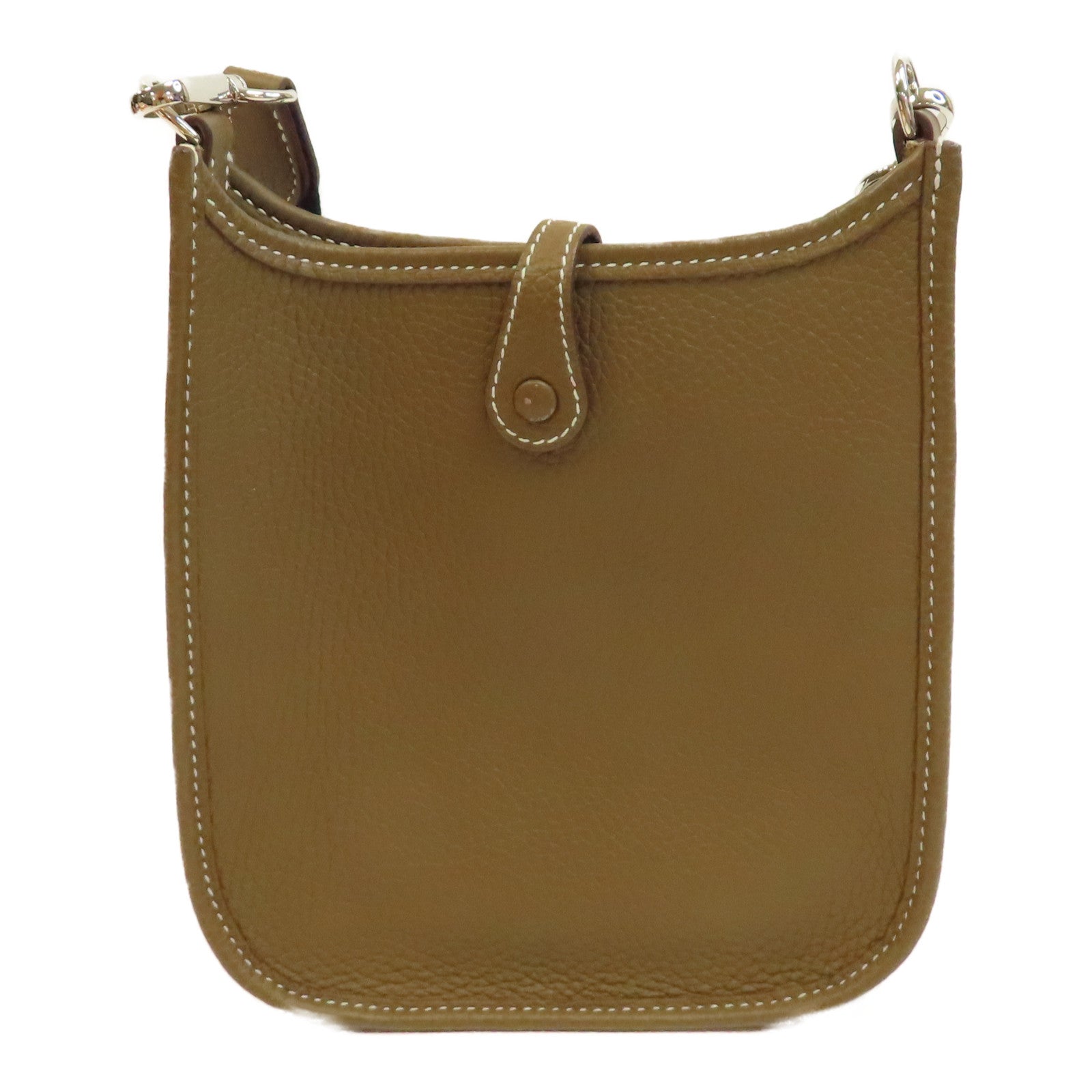 HERMES Clemence皮革Evelyne TPM Shoulder Bag銀扣肩背袋Etoupe/啡色