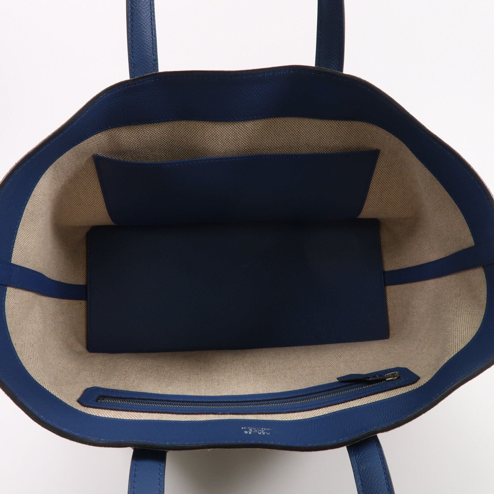 HERMES 麂皮/Epsom皮革Maxibox Cabas 30手挽袋Blue Agate/Cardamome