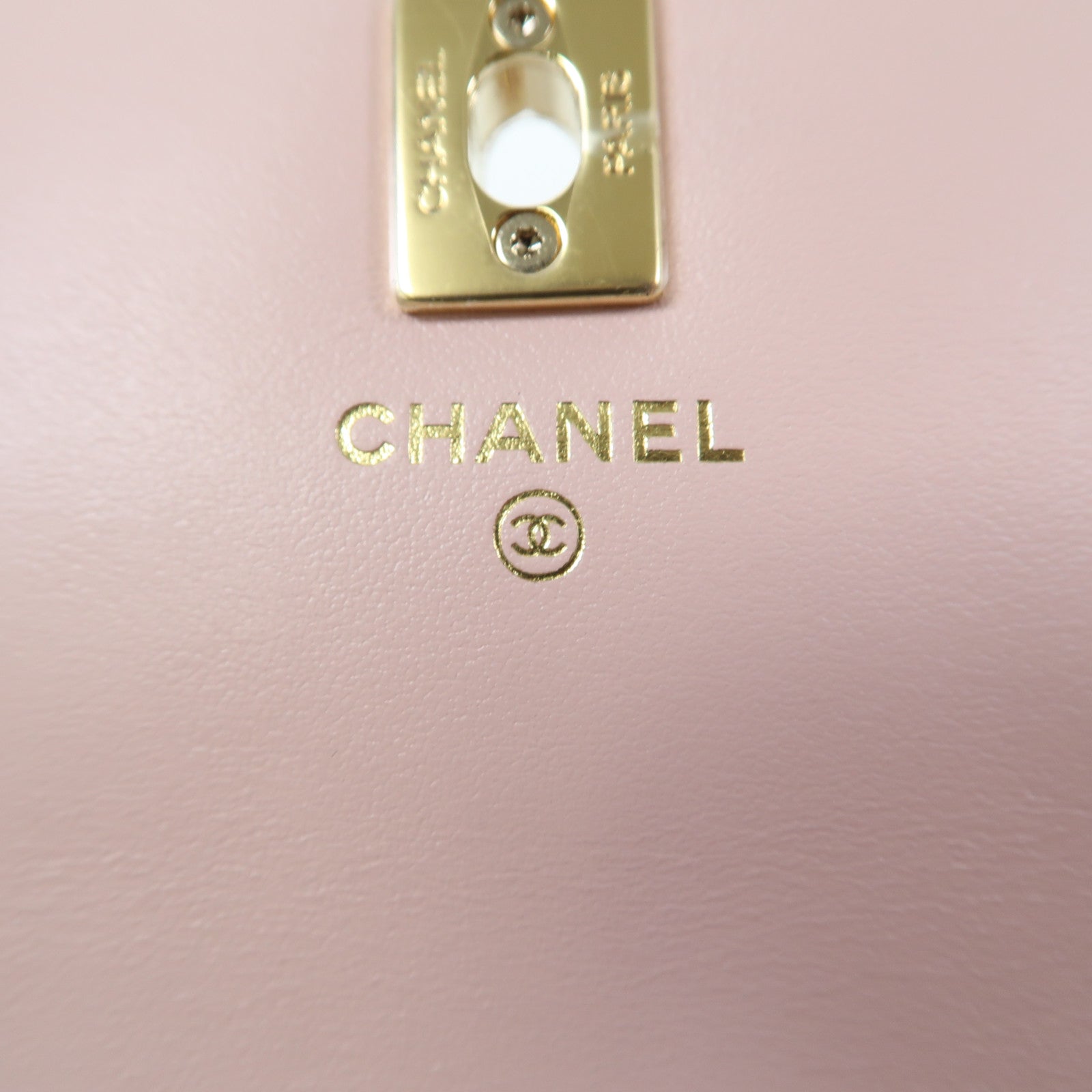 CHANEL 菱格牛皮皮革Chain Shoulder金扣鏈帶肩背袋粉紅色