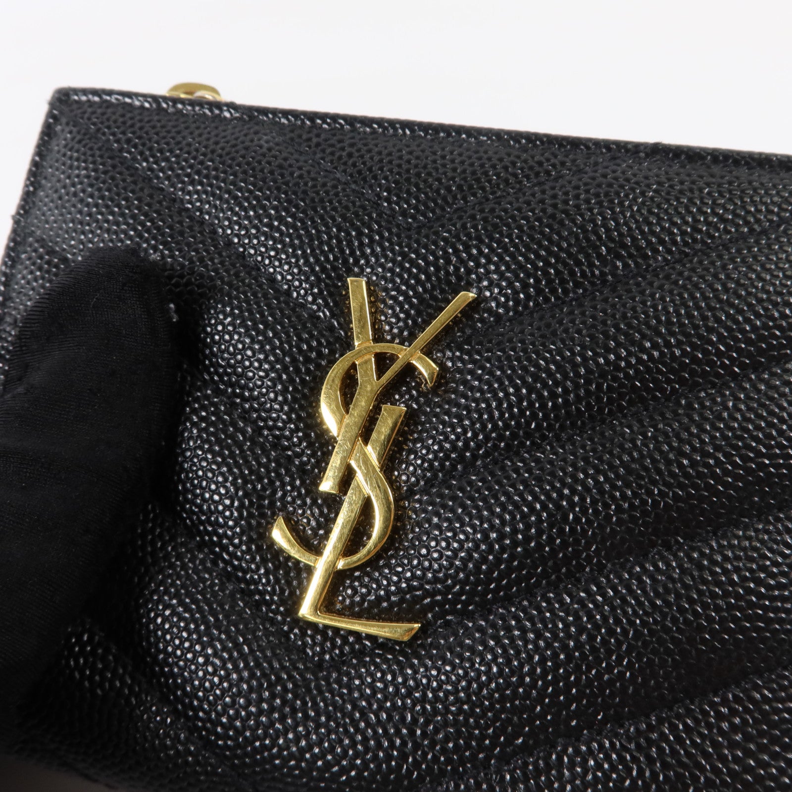 YVES SAINT LAURENT 牛皮皮革Cassandre Monogram Wallet金扣錢包
