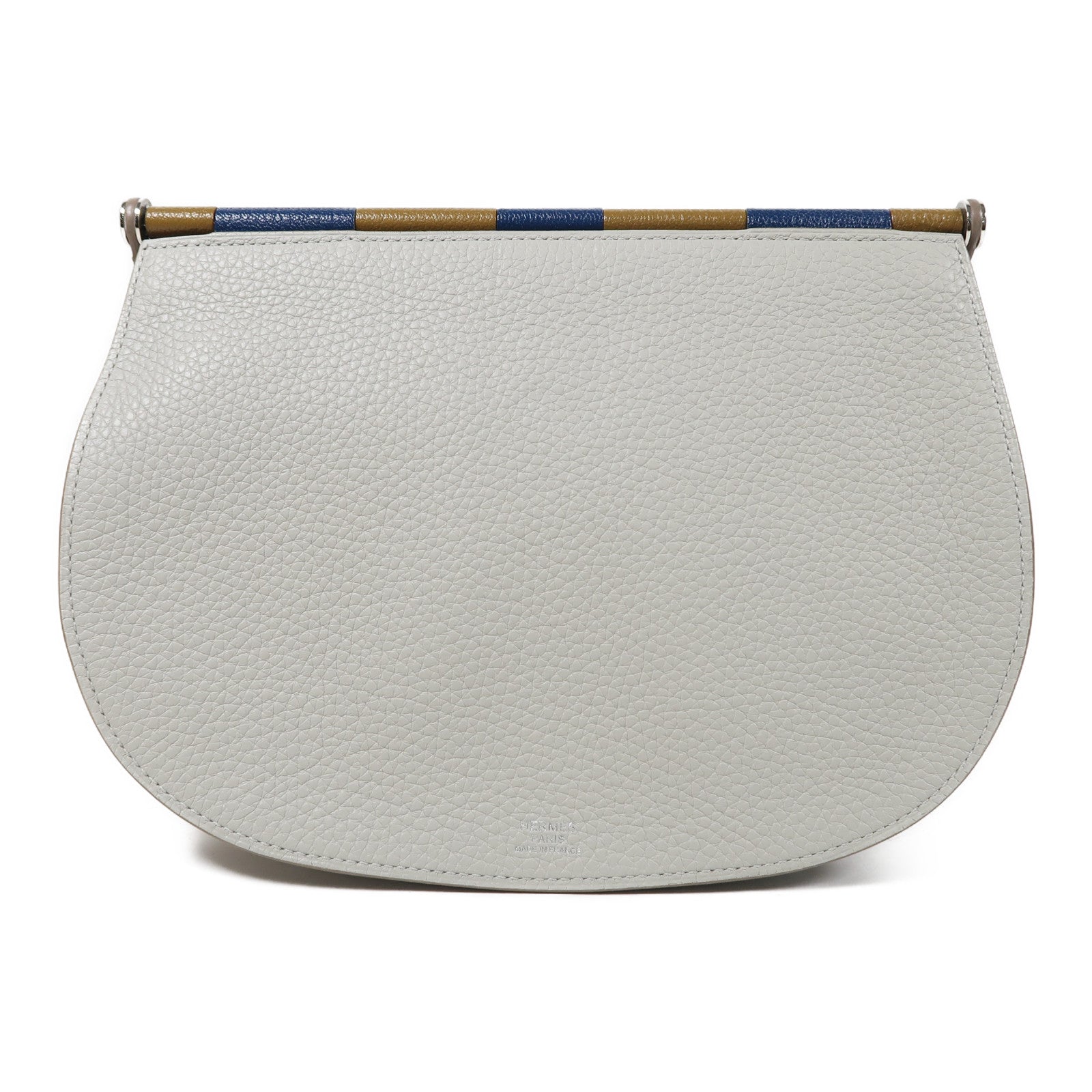 HERMES Clemence皮革Saut 25銀扣肩背袋Gris Perle灰色