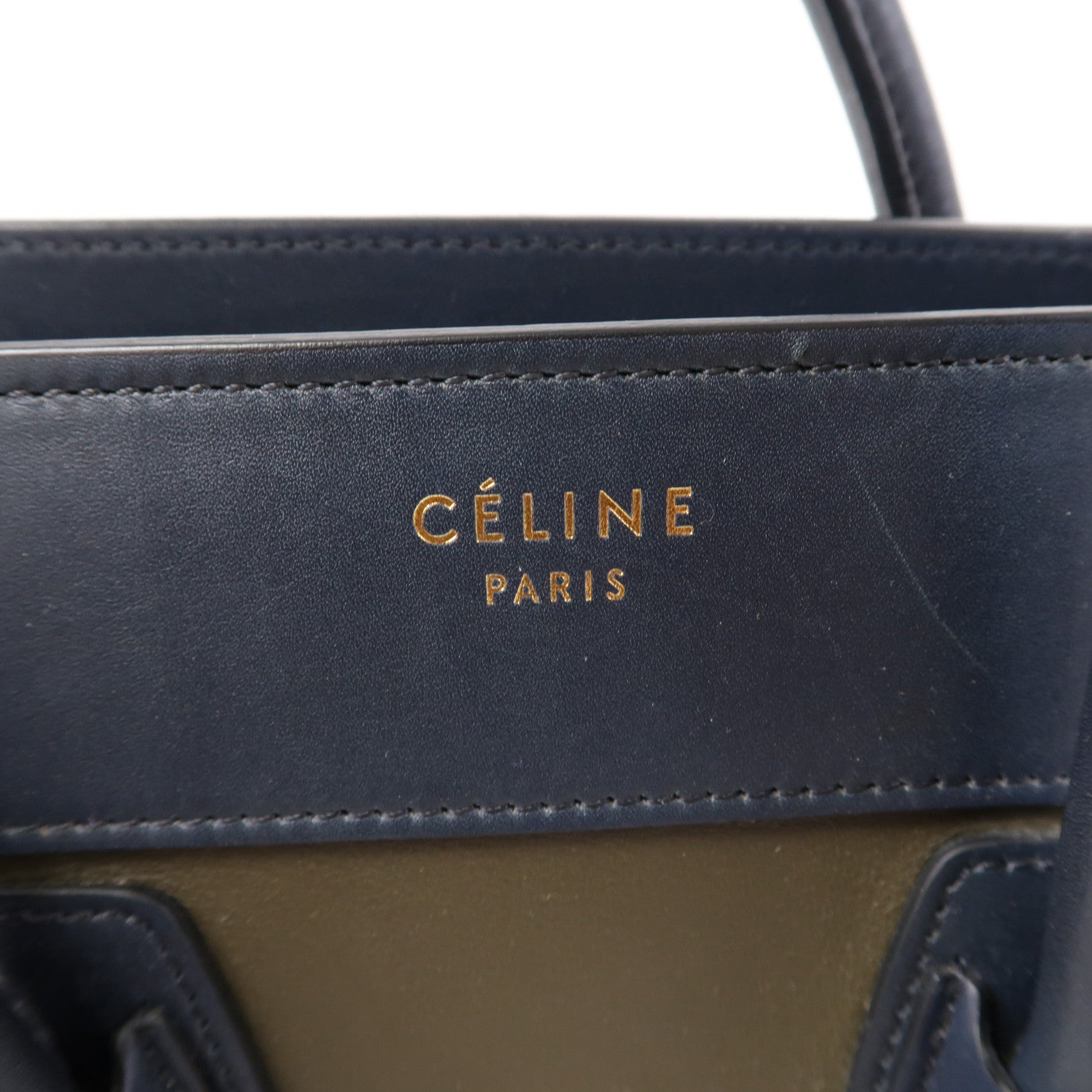 CELINE 牛皮皮革Micro Luggage Handbag金扣手挽袋綠色/藍色/白色