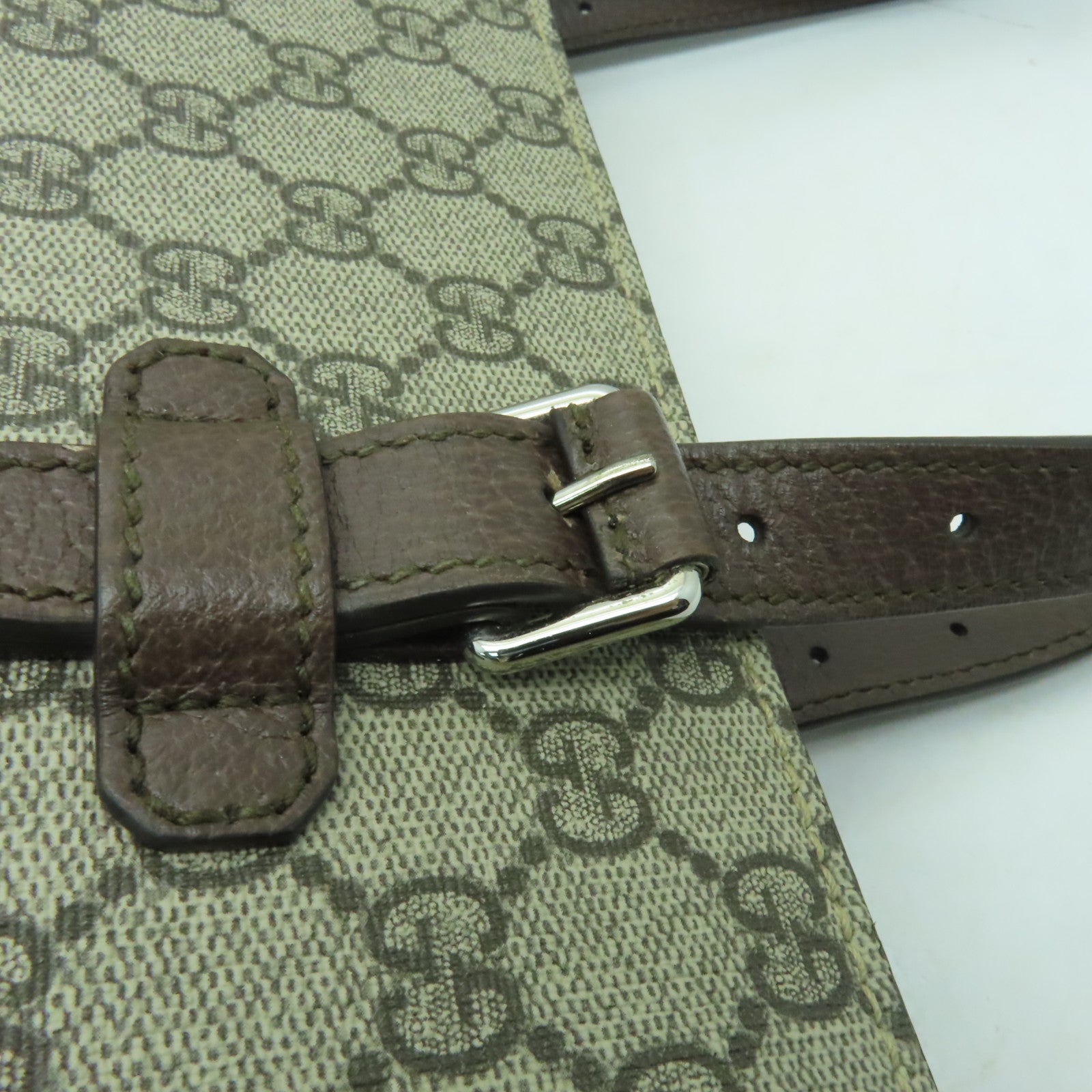 GUCCI 【激減優惠】塗層帆布Tote Bag銀扣手挽袋啡色