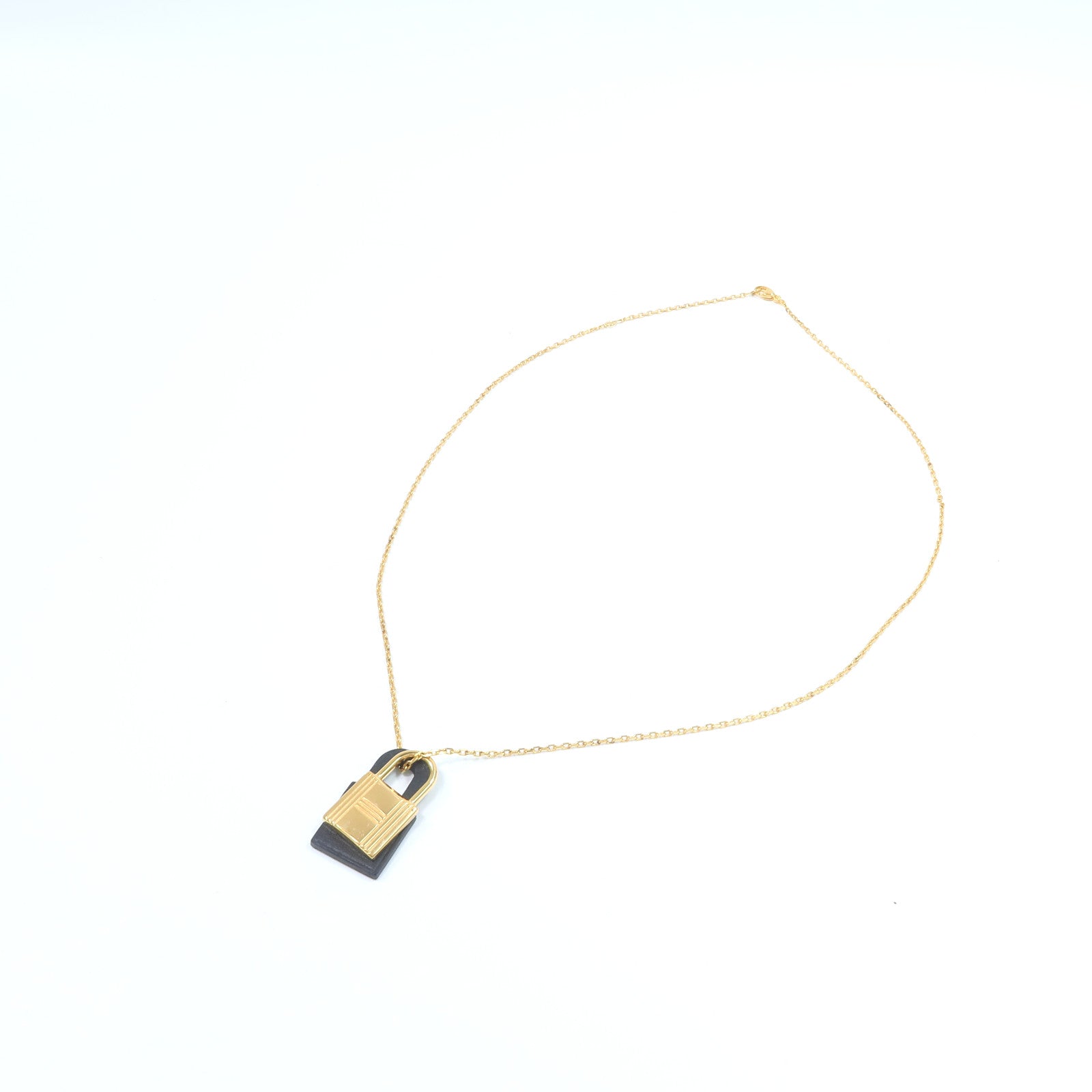 HERMES 金屬/Swift皮革O'Kelly Necklace項鍊Noir