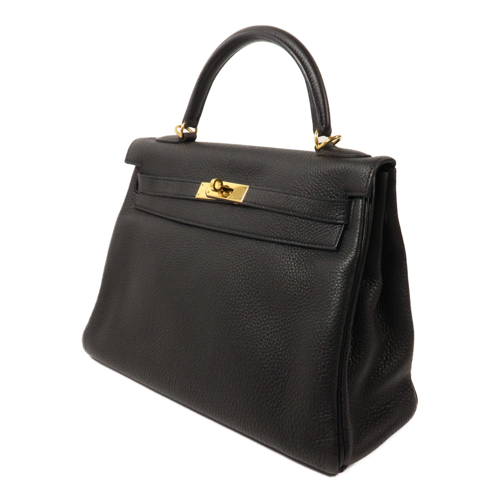 HERMES Clemence皮革Kelly 32手挽肩背兩用袋Noir