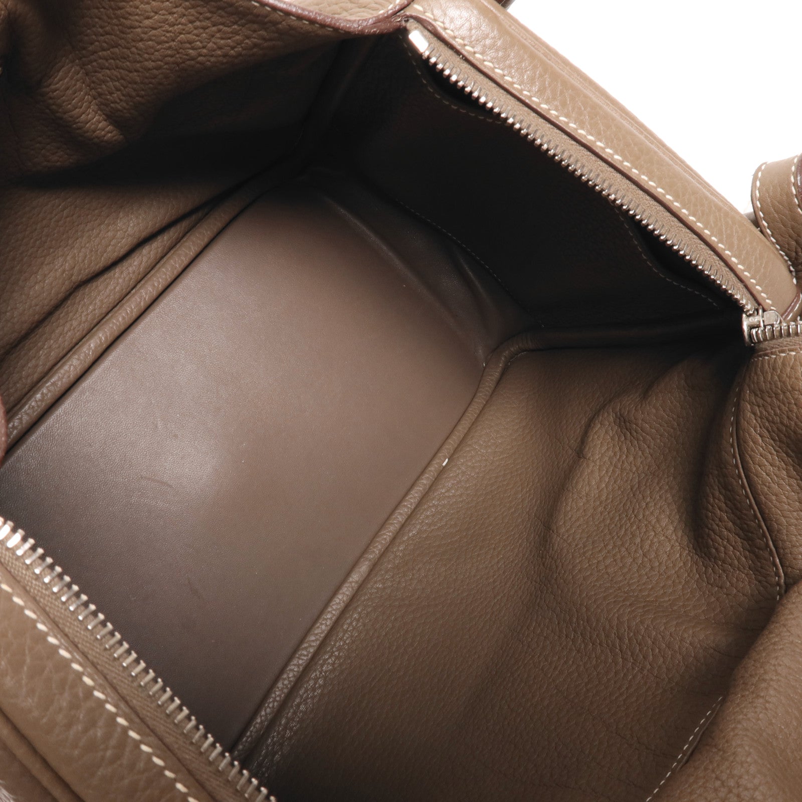 HERMES Togo皮革Lindy 30銀扣手挽肩背兩用袋Etoupe