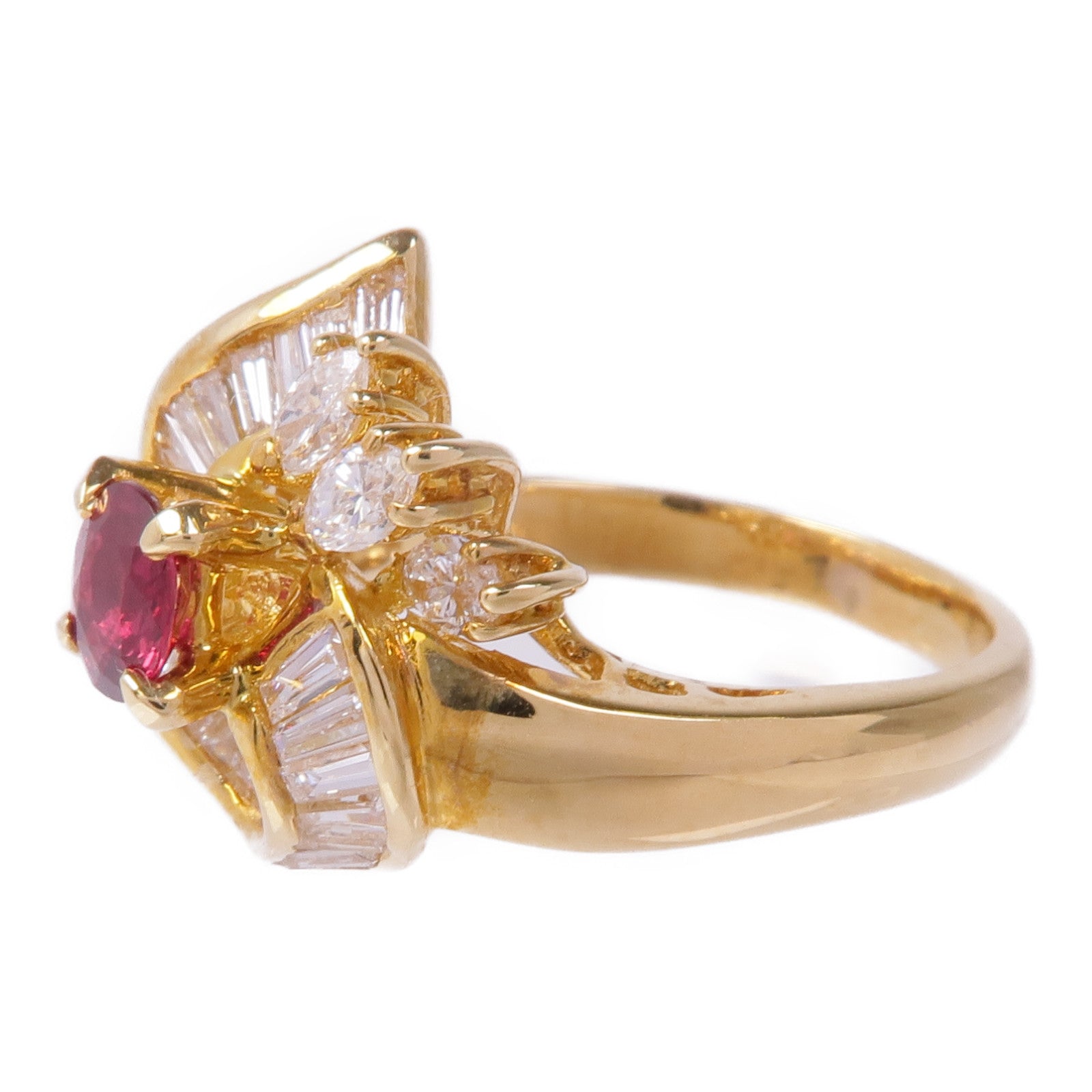 JEWELRY 【激減優惠】18K黃金Ruby Diamond Ring紅寶石/鑽石戒指US#6