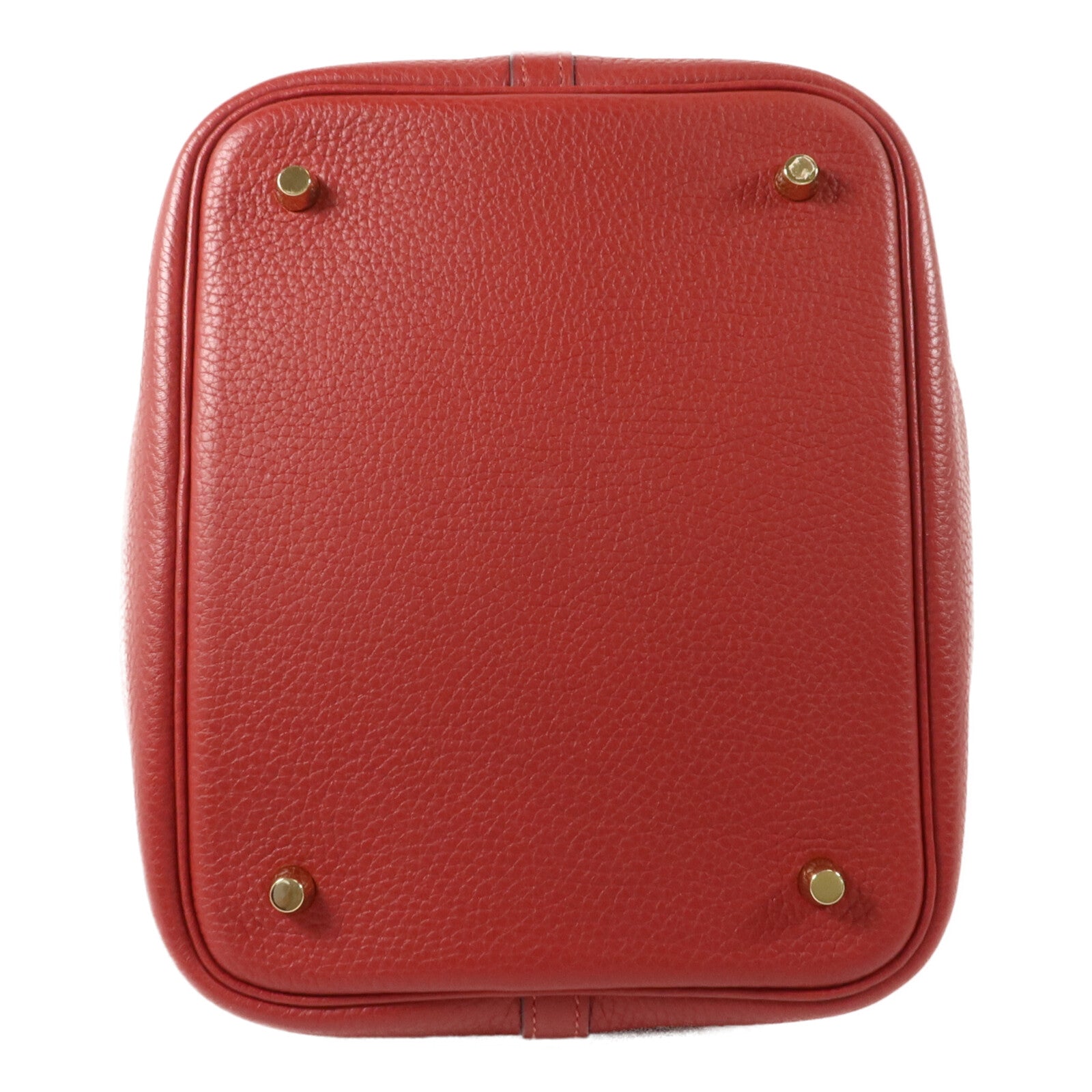 HERMES Clemence皮革Picotin MM扣手挽袋Rouge Garance