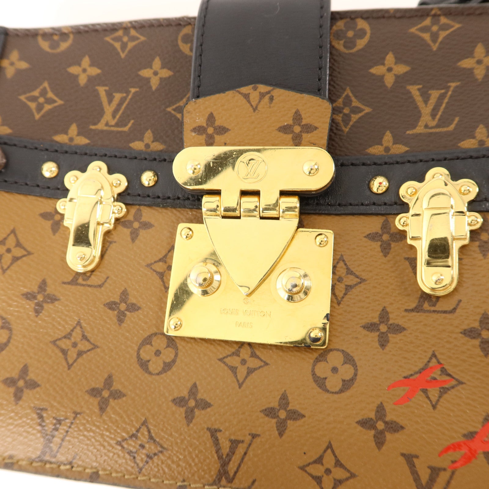 LOUIS VUITTON Monogram Reverse Trunk Clutch金扣肩背袋