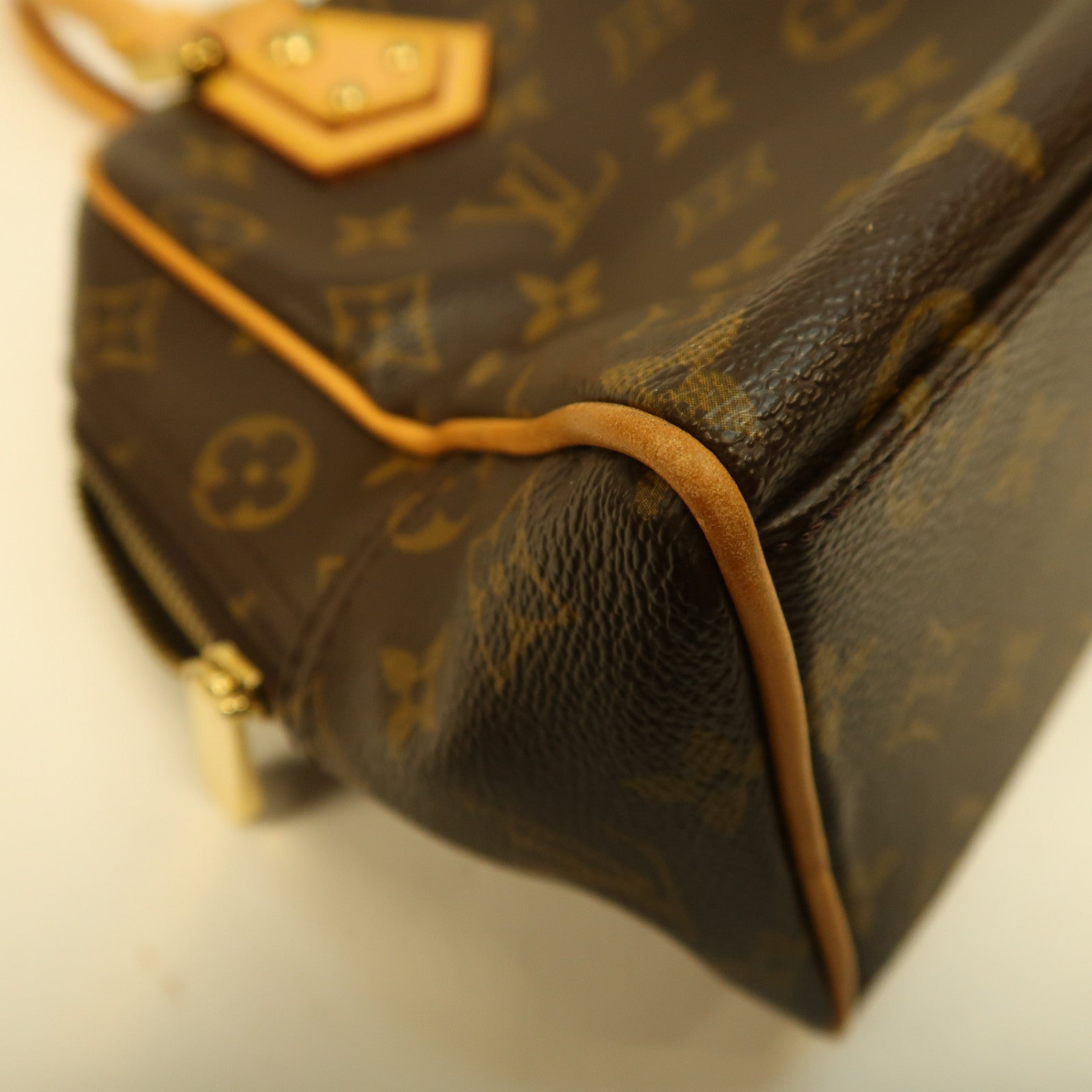 LOUIS VUITTON Monogram Manhattan PM金扣手挽袋啡色