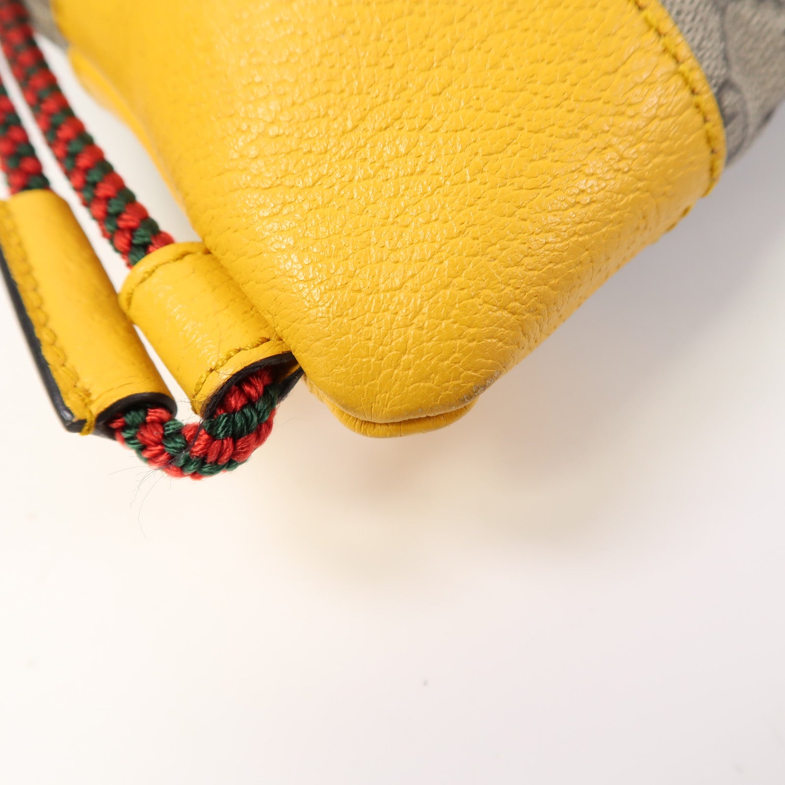 GUCCI 塗層帆布Neo Vintage Drawstring Backpack金扣背包啡色/黃色