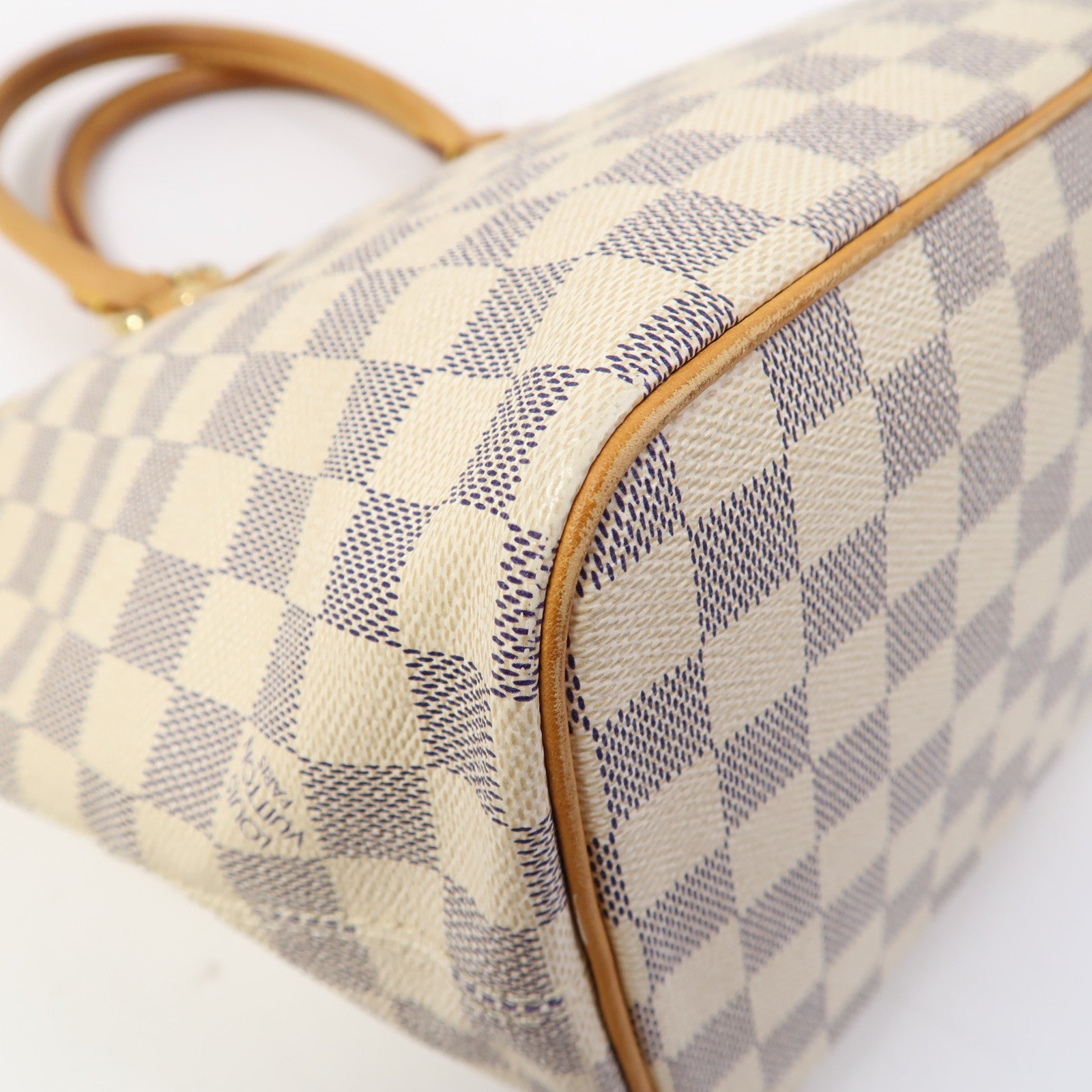 LOUIS VUITTON Damier Azur Saleya PM金扣手挽袋白色
